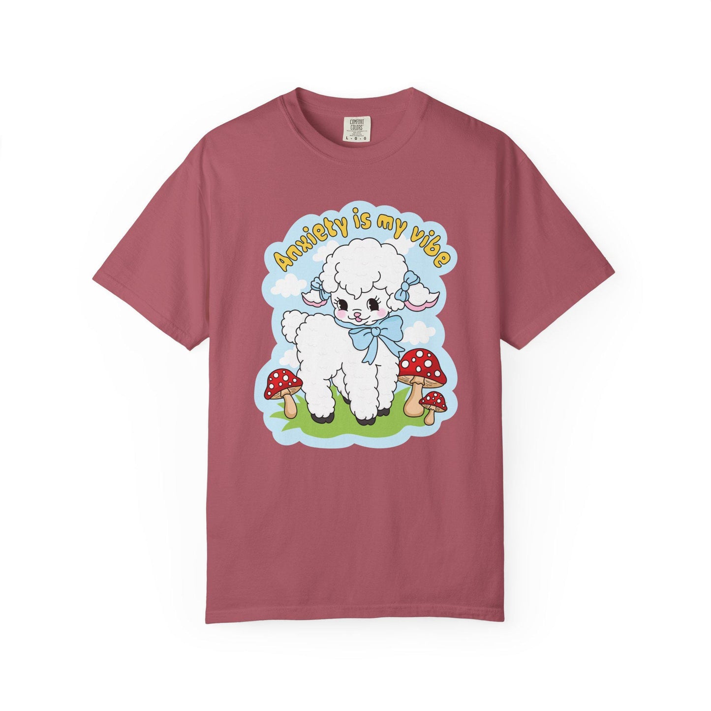 Comfort Colors® Anxiety Is My Vibe Shirt, Funny Cottagecore Lamb Mental Health Tee