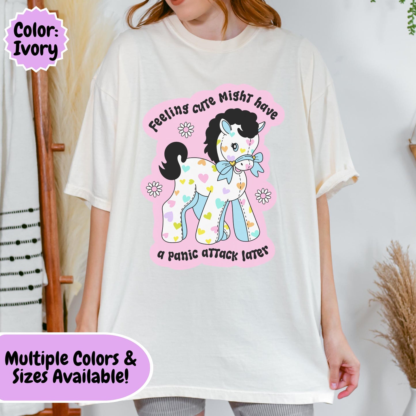 Comfort Colors® Cute Panic Attack Shirt, Funny Pony Anxiety Mental Health Tee
