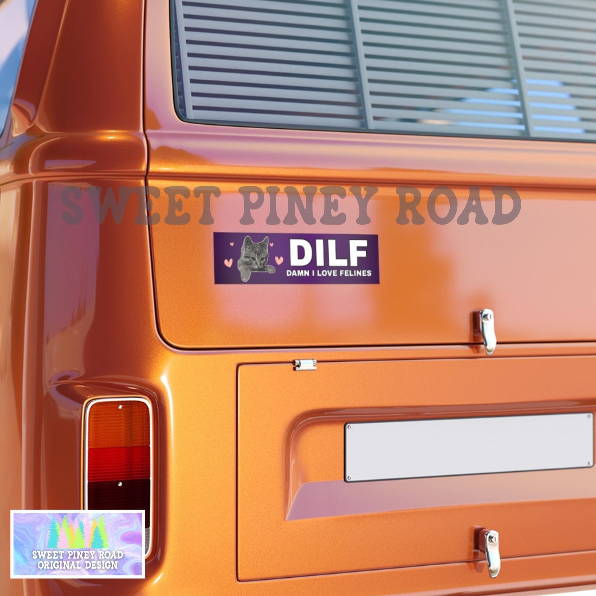 DILF Damn I Love Felines Car Magnet, Hilarious Cat Lover Bumper Sticker