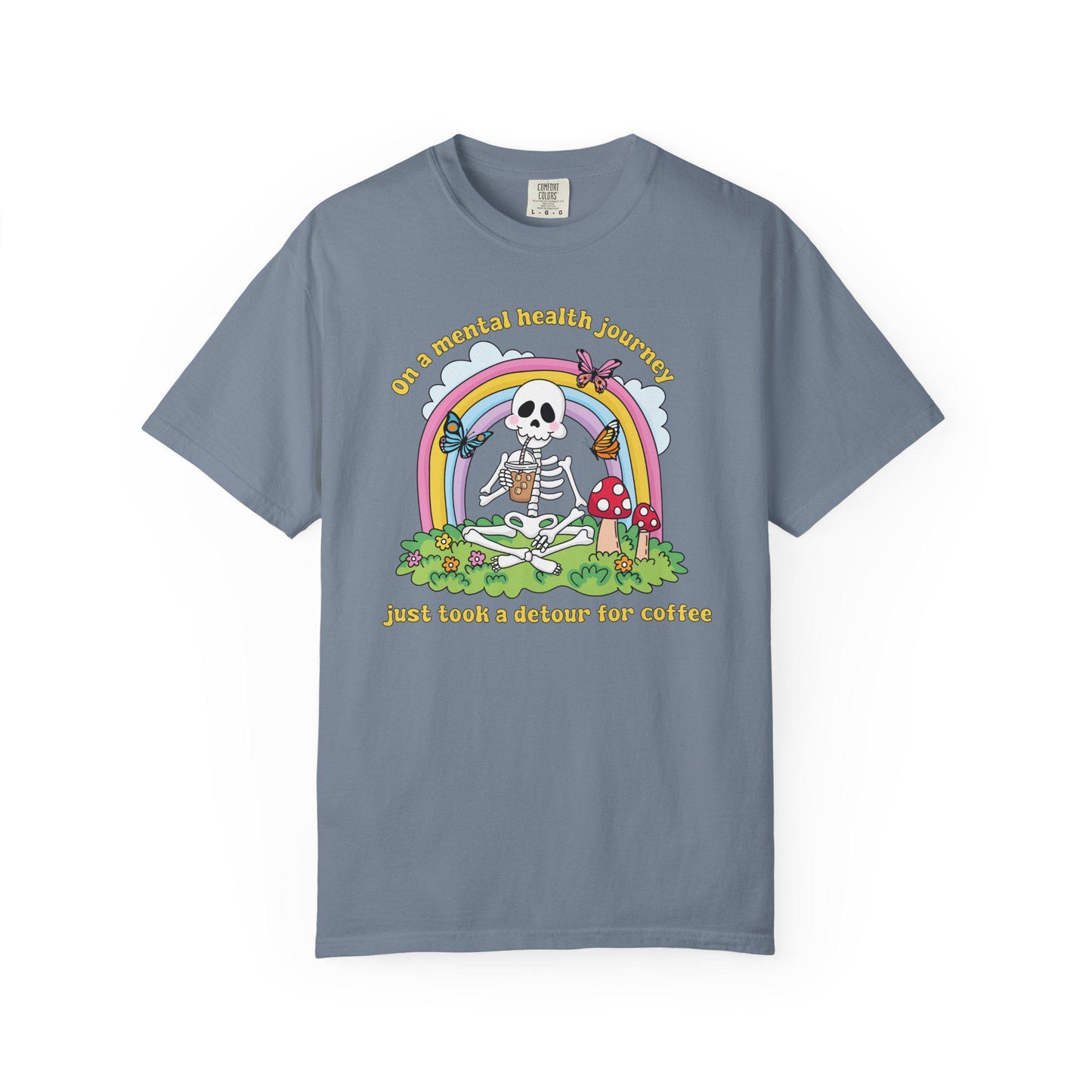 Comfort Colors® Funny Anxiety Coffee Lover Shirt, Cute Skeleton Mental Health Tee