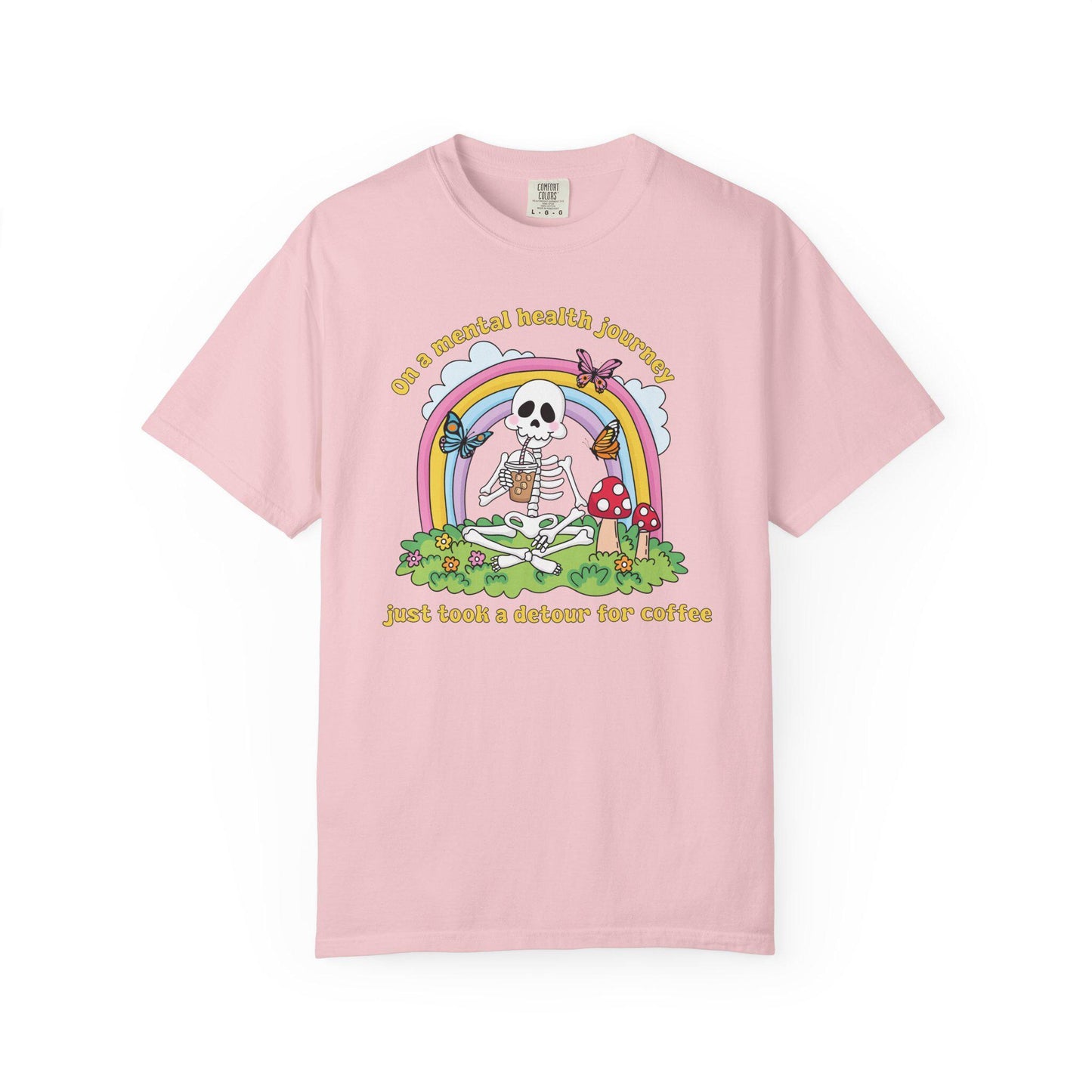 Comfort Colors® Funny Anxiety Coffee Lover Shirt, Cute Skeleton Mental Health Tee