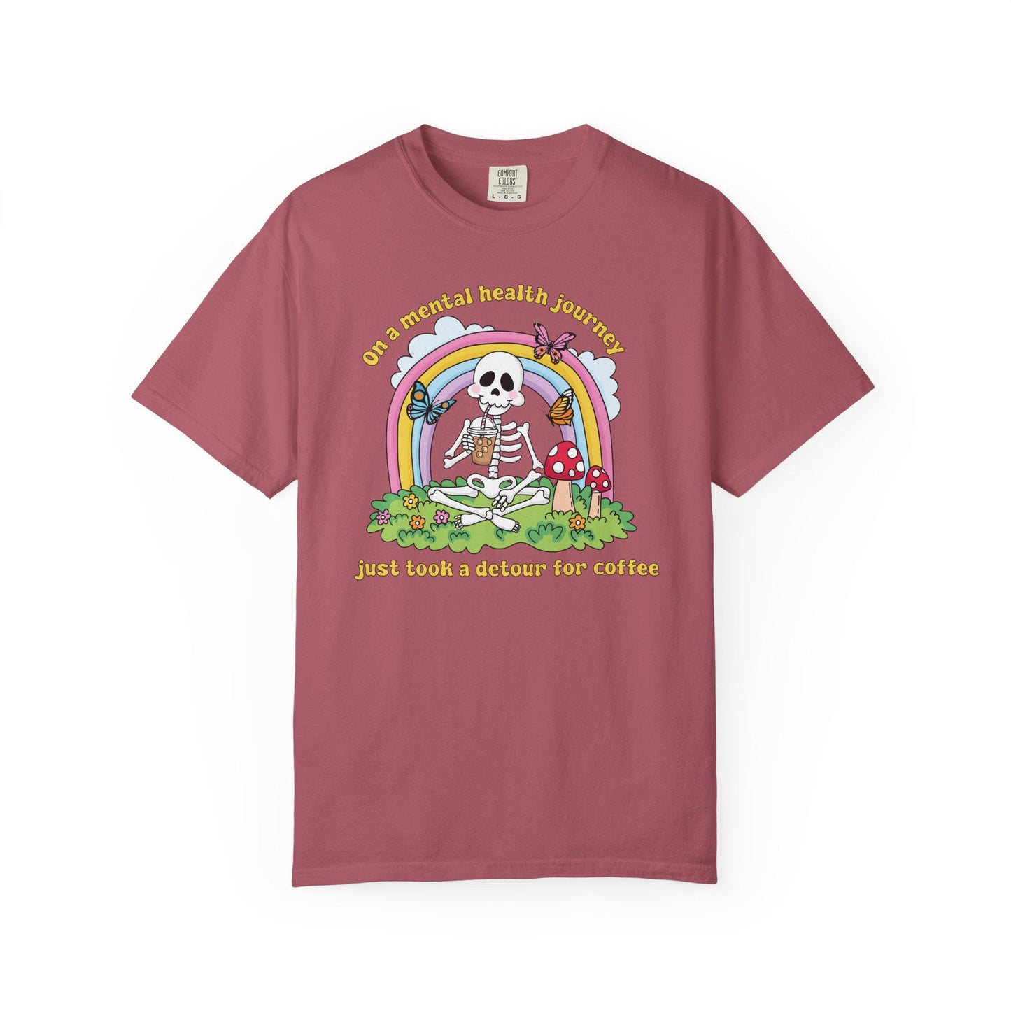 Comfort Colors® Funny Anxiety Coffee Lover Shirt, Cute Skeleton Mental Health Tee