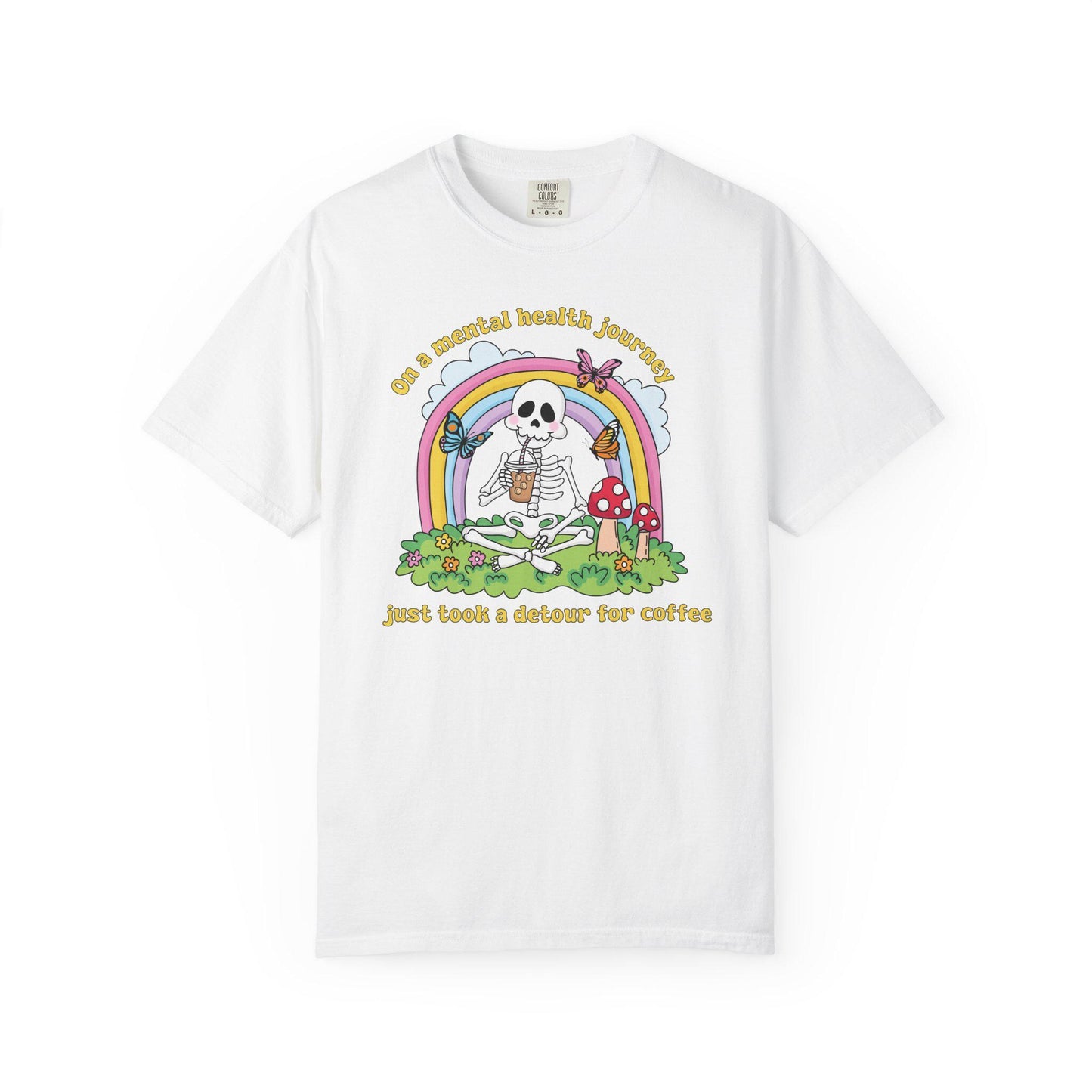 Comfort Colors® Funny Anxiety Coffee Lover Shirt, Cute Skeleton Mental Health Tee