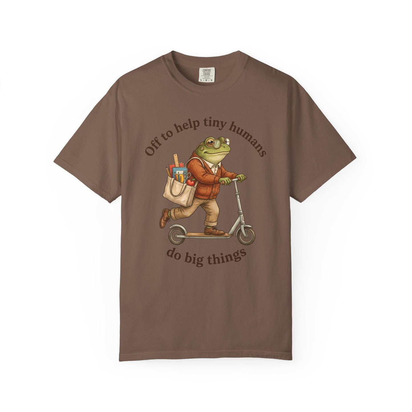 Comfort Colors® Teacher of Tiny Humans Shirt for Back to School, Frog on a Scooter Tee