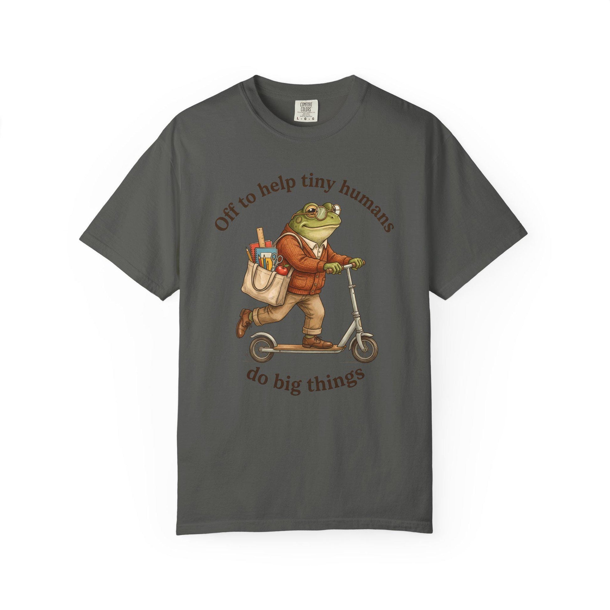 Comfort Colors® Teacher of Tiny Humans Shirt for Back to School, Frog on a Scooter Tee
