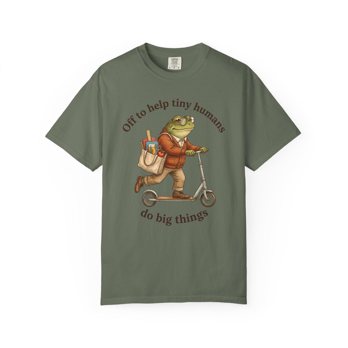 Comfort Colors® Teacher of Tiny Humans Shirt for Back to School, Frog on a Scooter Tee