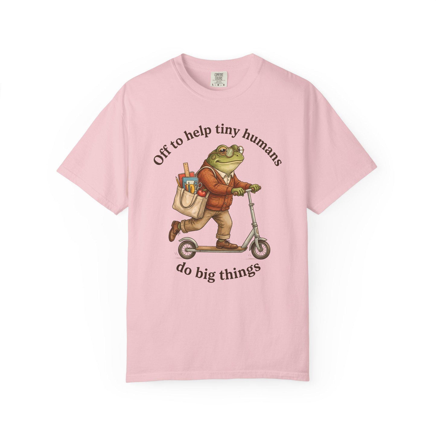 Comfort Colors® Teacher of Tiny Humans Shirt for Back to School, Frog on a Scooter Tee