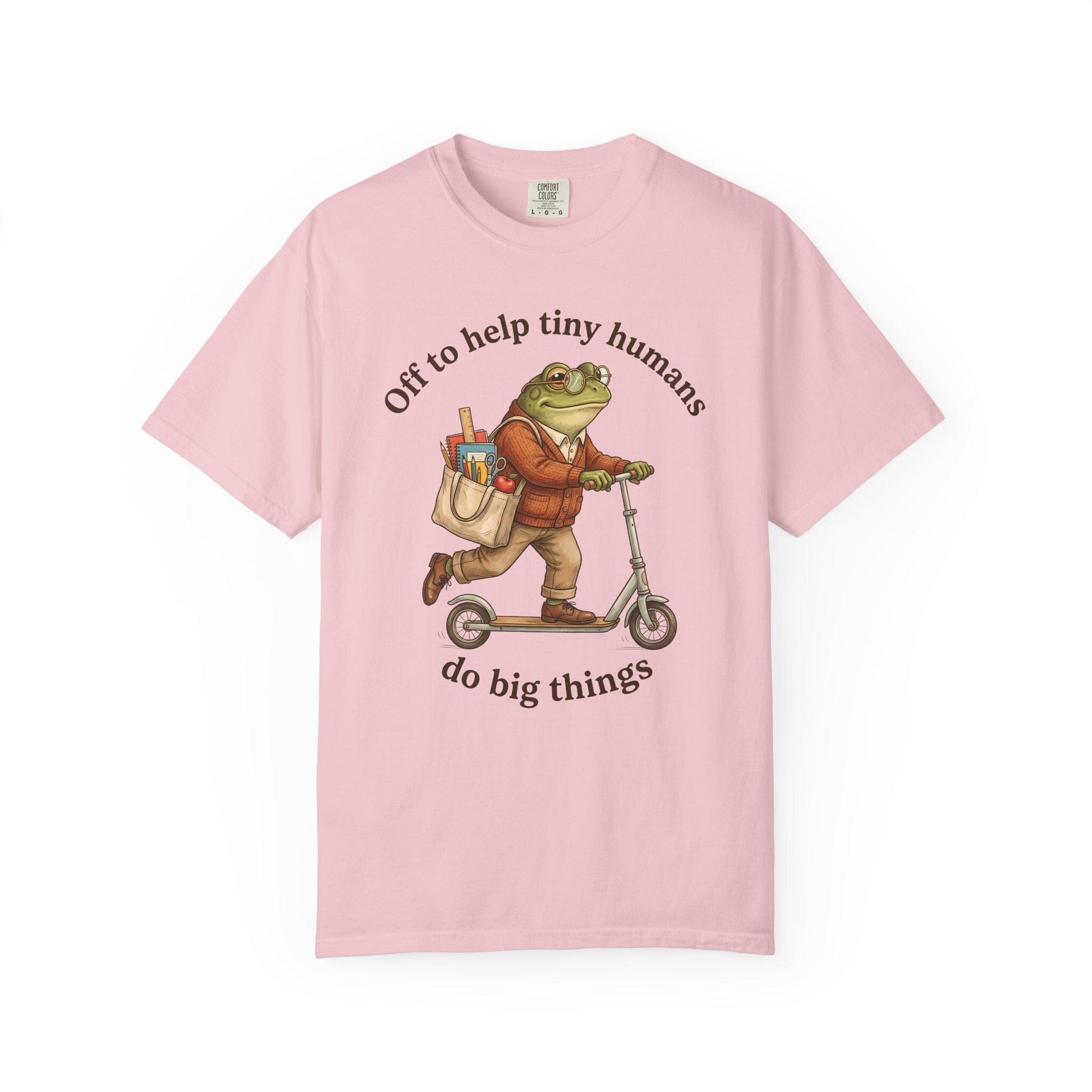 Comfort Colors® Teacher of Tiny Humans Shirt for Back to School, Frog on a Scooter Tee