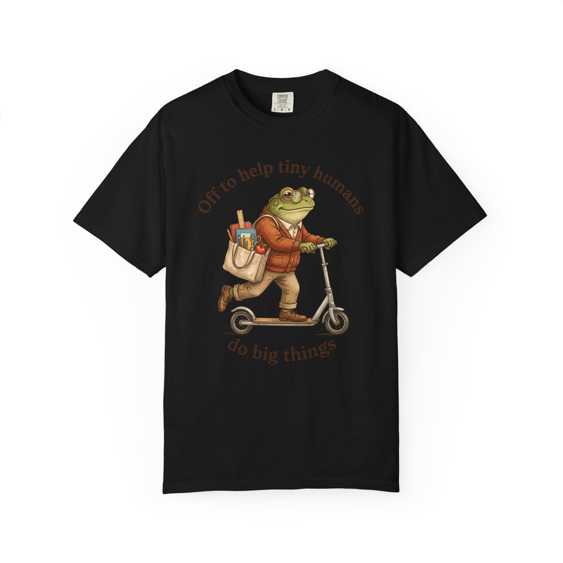 Comfort Colors® Teacher of Tiny Humans Shirt for Back to School, Frog on a Scooter Tee