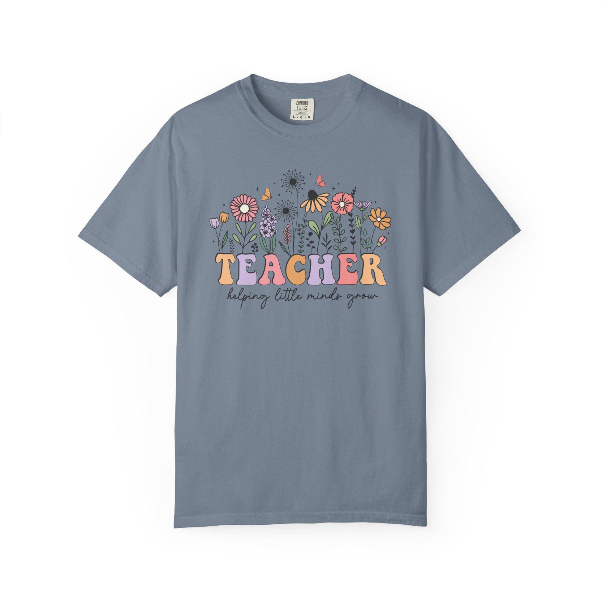 Comfort Colors® Teacher Shirt for Back to School, Helping Little Minds Grow Flower Tee