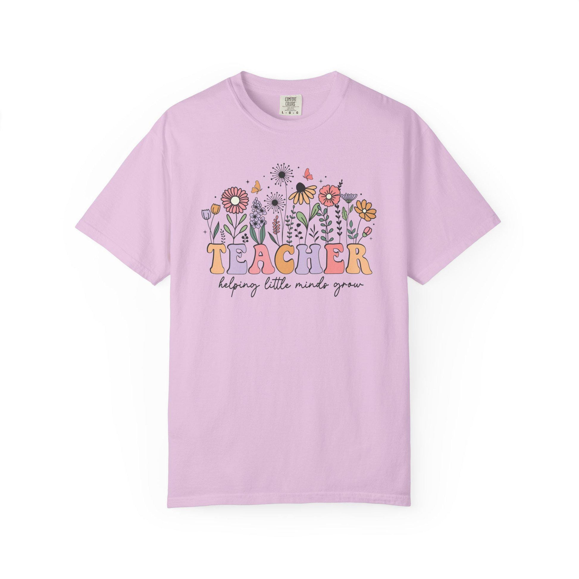 Comfort Colors® Teacher Shirt for Back to School, Helping Little Minds Grow Flower Tee