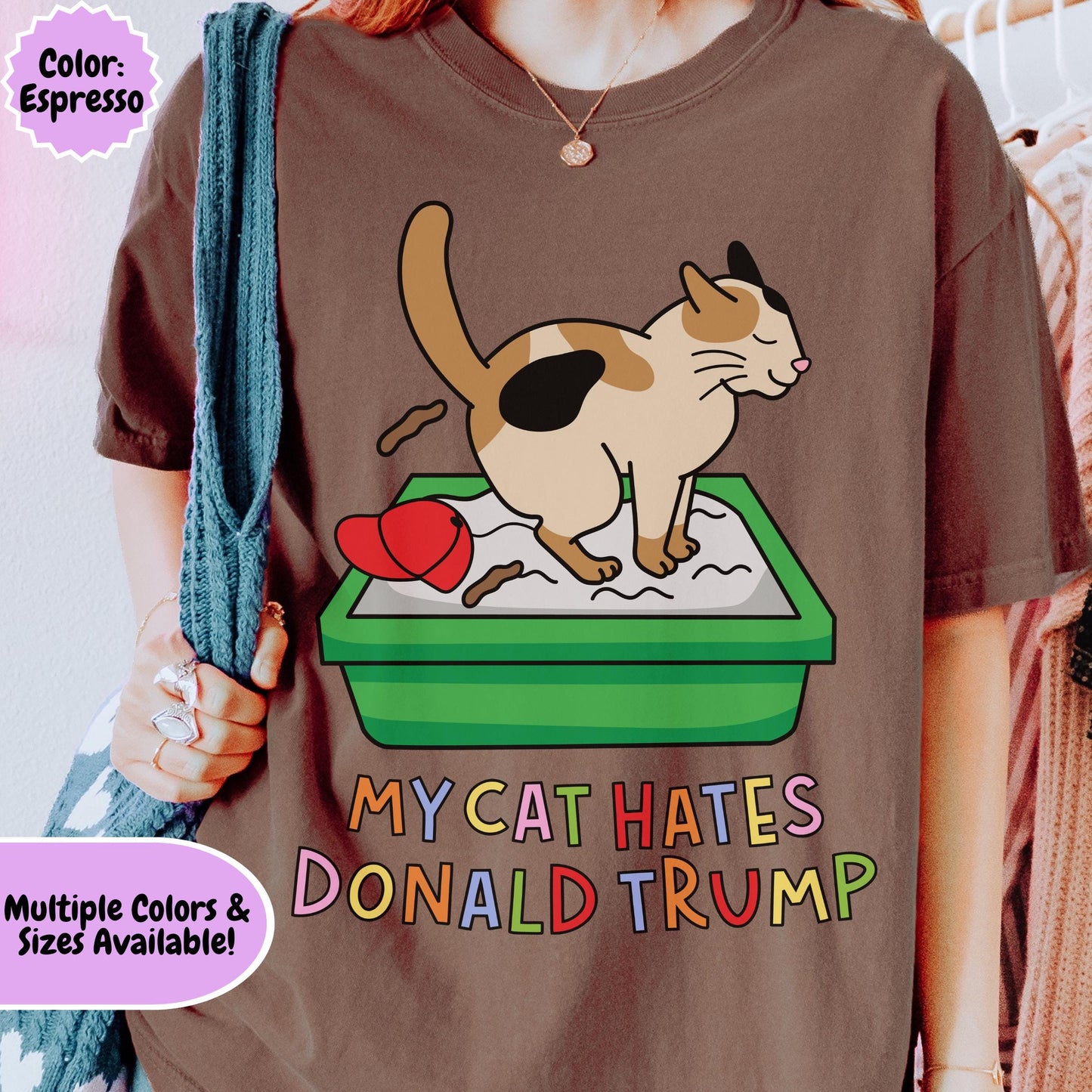 Comfort Colors® My Cat Hates Donald Trump Shirt for Protest Rally, Anti-Trump FDT Merch
