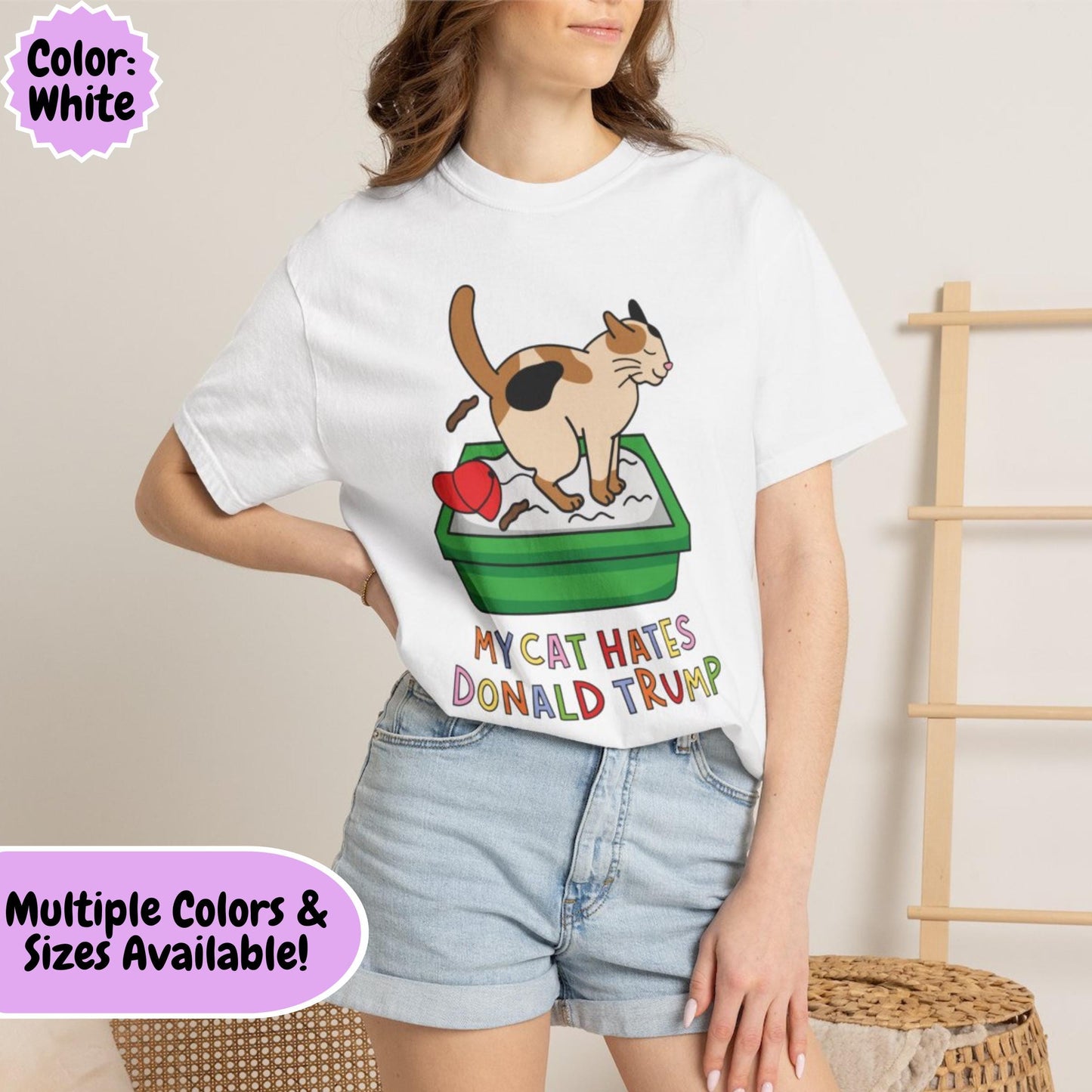 Comfort Colors® My Cat Hates Donald Trump Shirt for Protest Rally, Anti-Trump FDT Merch