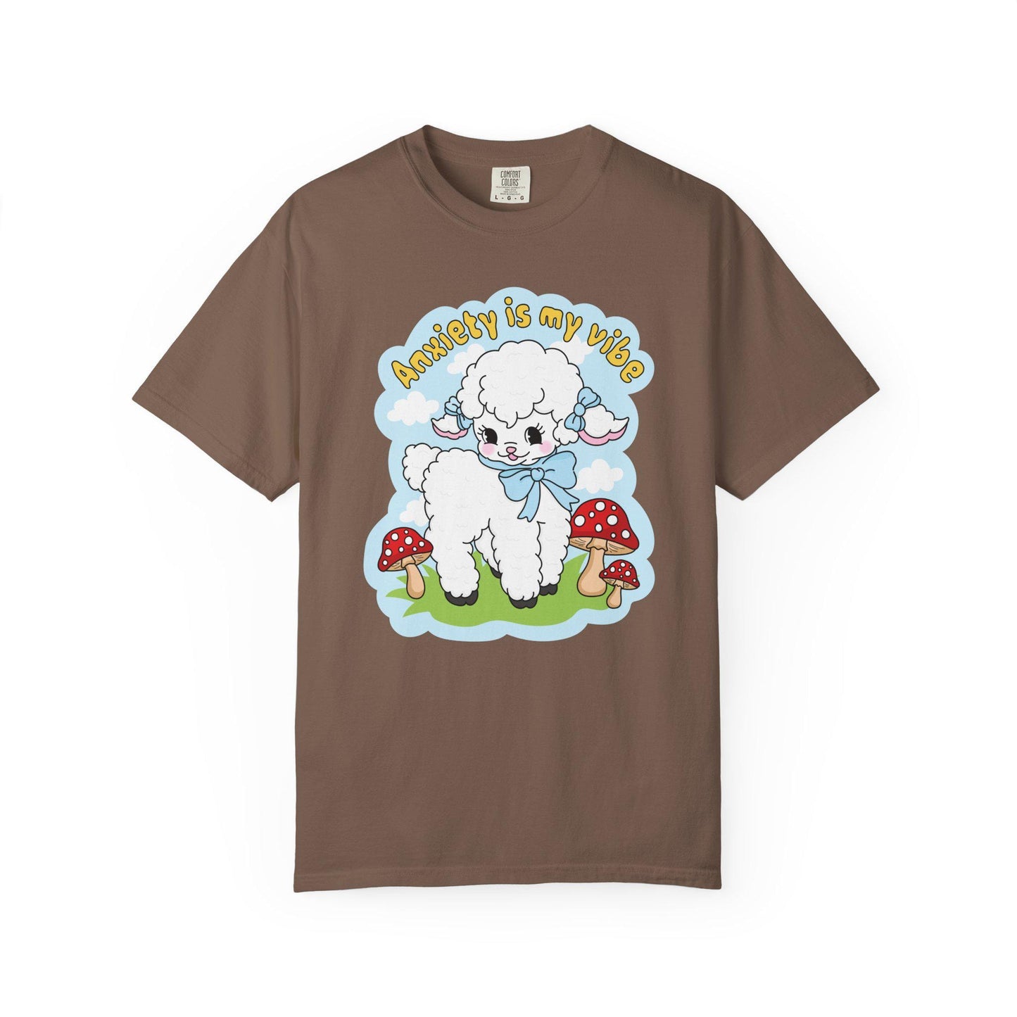 Comfort Colors® Anxiety Is My Vibe Shirt, Funny Cottagecore Lamb Mental Health Tee