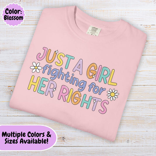 Comfort Colors® Fight For Women's Rights Shirt, Cute Pastel Rainbow Anti-Trump FDT Tee