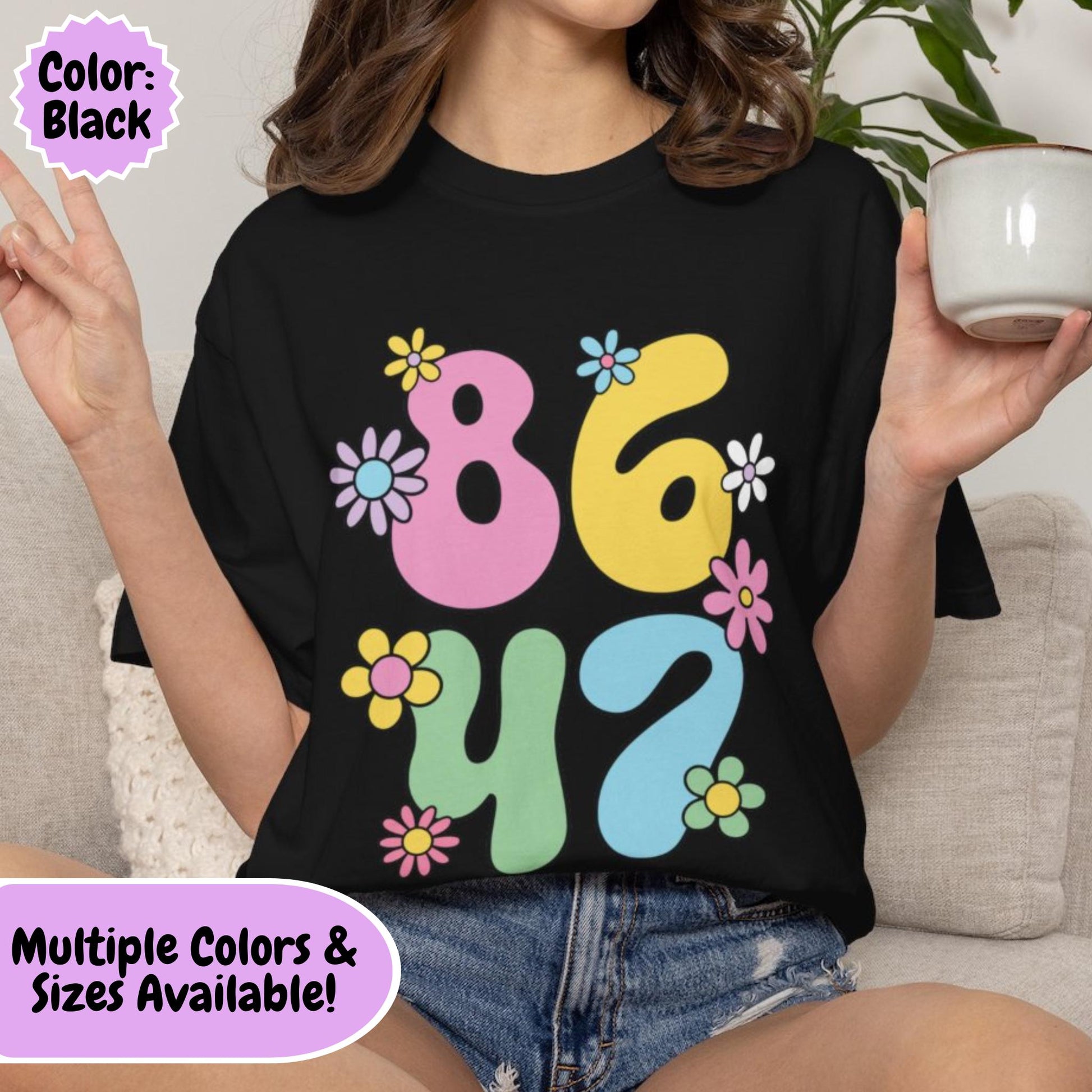 Comfort Colors® 8647 Anti-Trump Shirt, Cute Pastel Rainbow Flowers FDT Tee