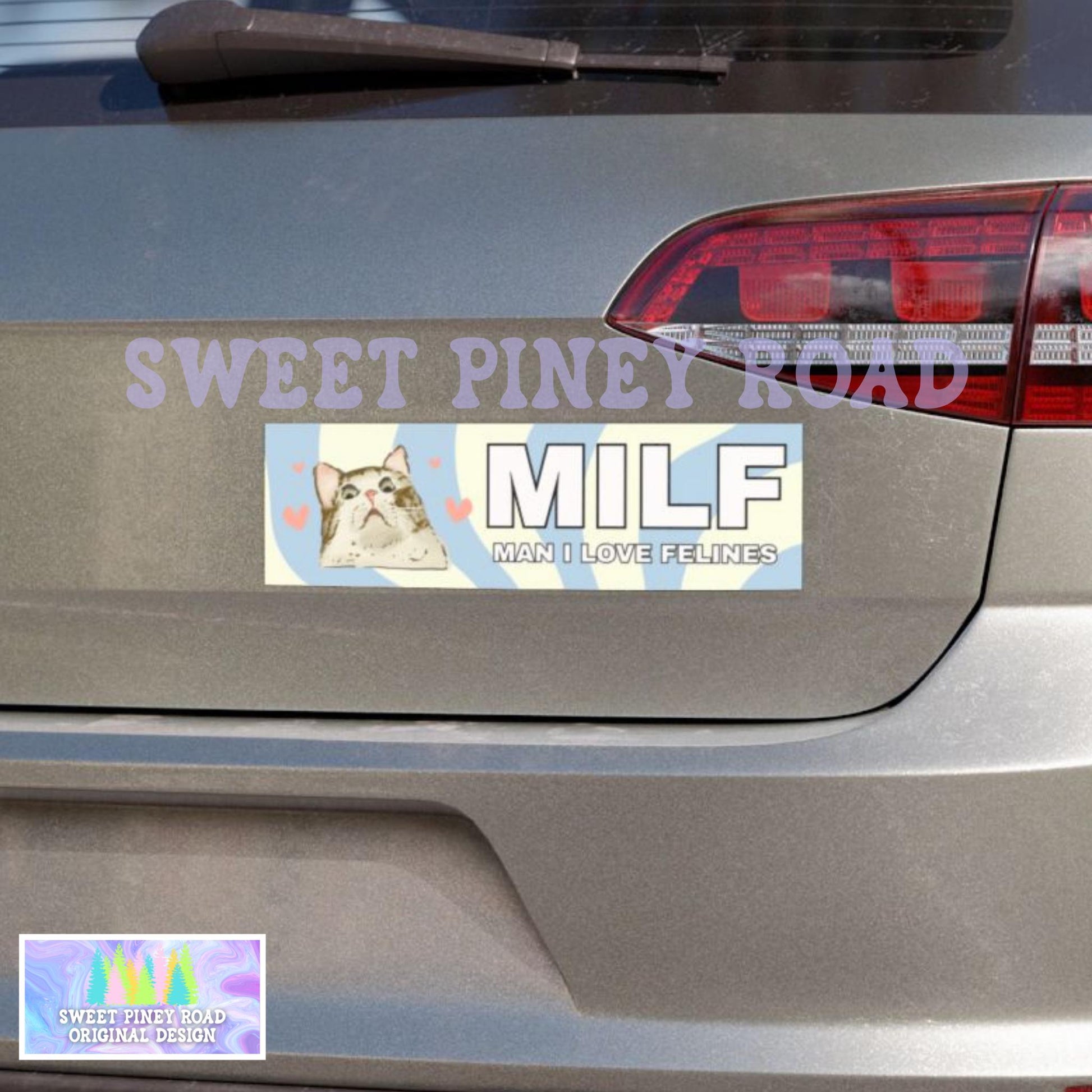 MILF Man I Love Felines Car Magnet, Hilarious Cat Lover Bumper Sticker