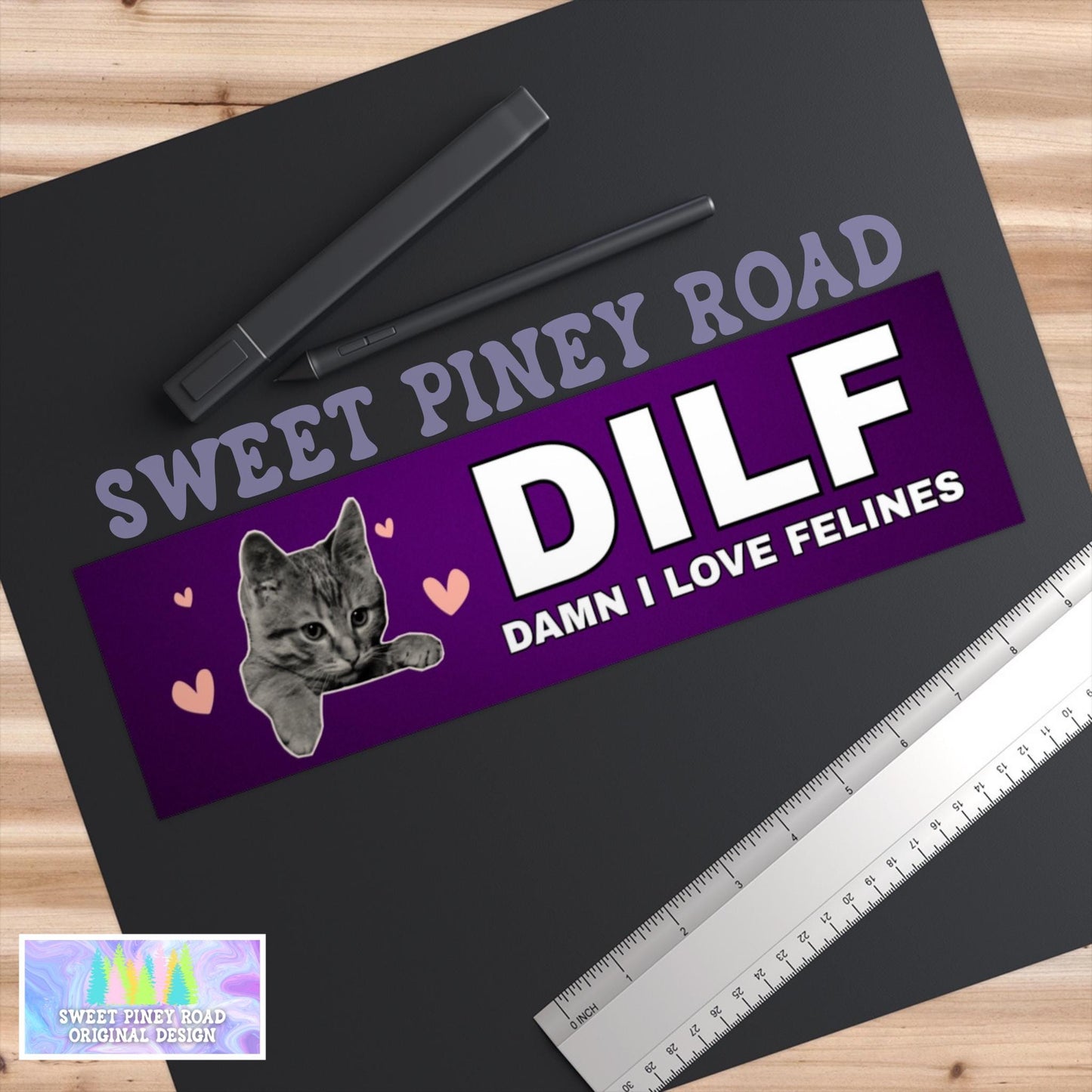DILF Damn I Love Felines Car Magnet, Hilarious Cat Lover Bumper Sticker