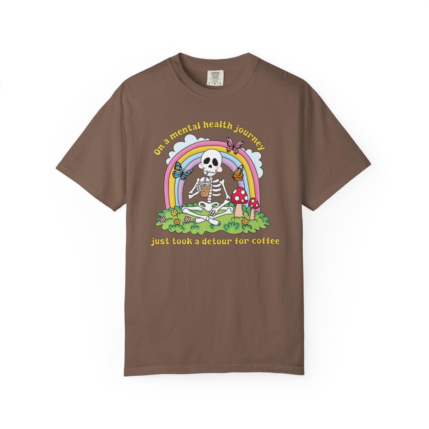Comfort Colors® Funny Anxiety Coffee Lover Shirt, Cute Skeleton Mental Health Tee