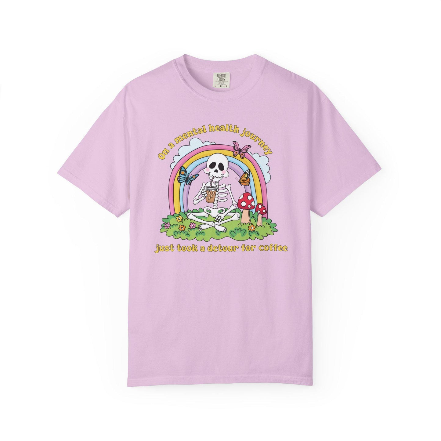 Comfort Colors® Funny Anxiety Coffee Lover Shirt, Cute Skeleton Mental Health Tee