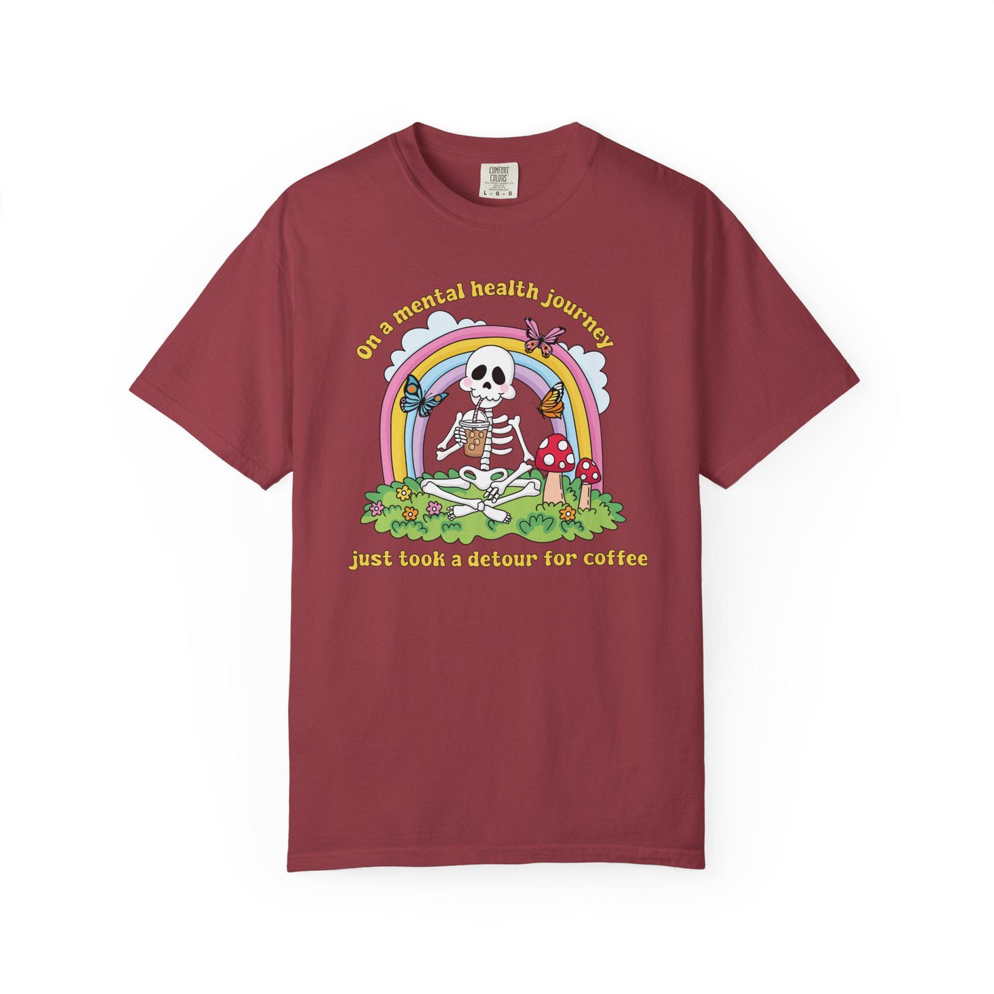 Comfort Colors® Funny Anxiety Coffee Lover Shirt, Cute Skeleton Mental Health Tee