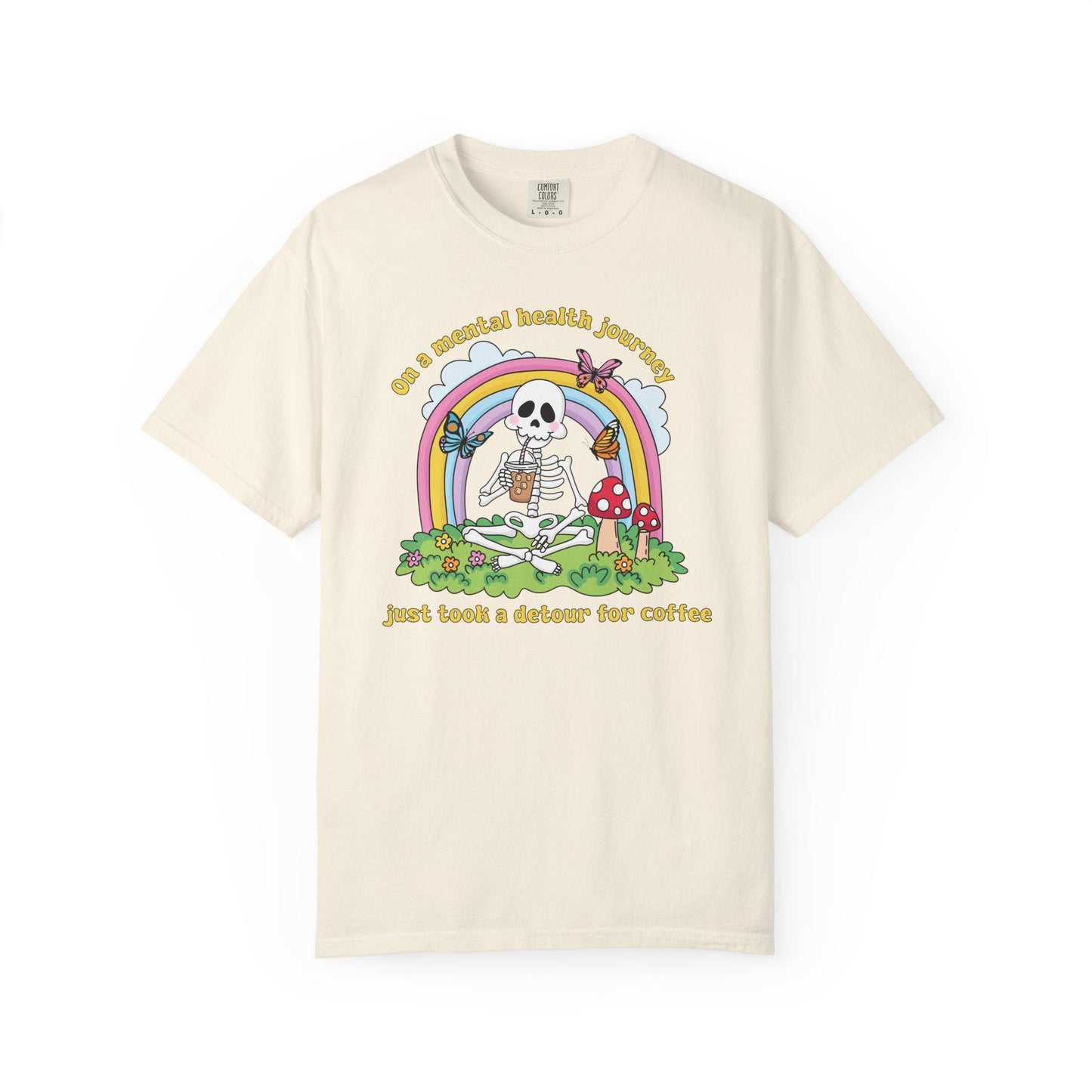 Comfort Colors® Funny Anxiety Coffee Lover Shirt, Cute Skeleton Mental Health Tee
