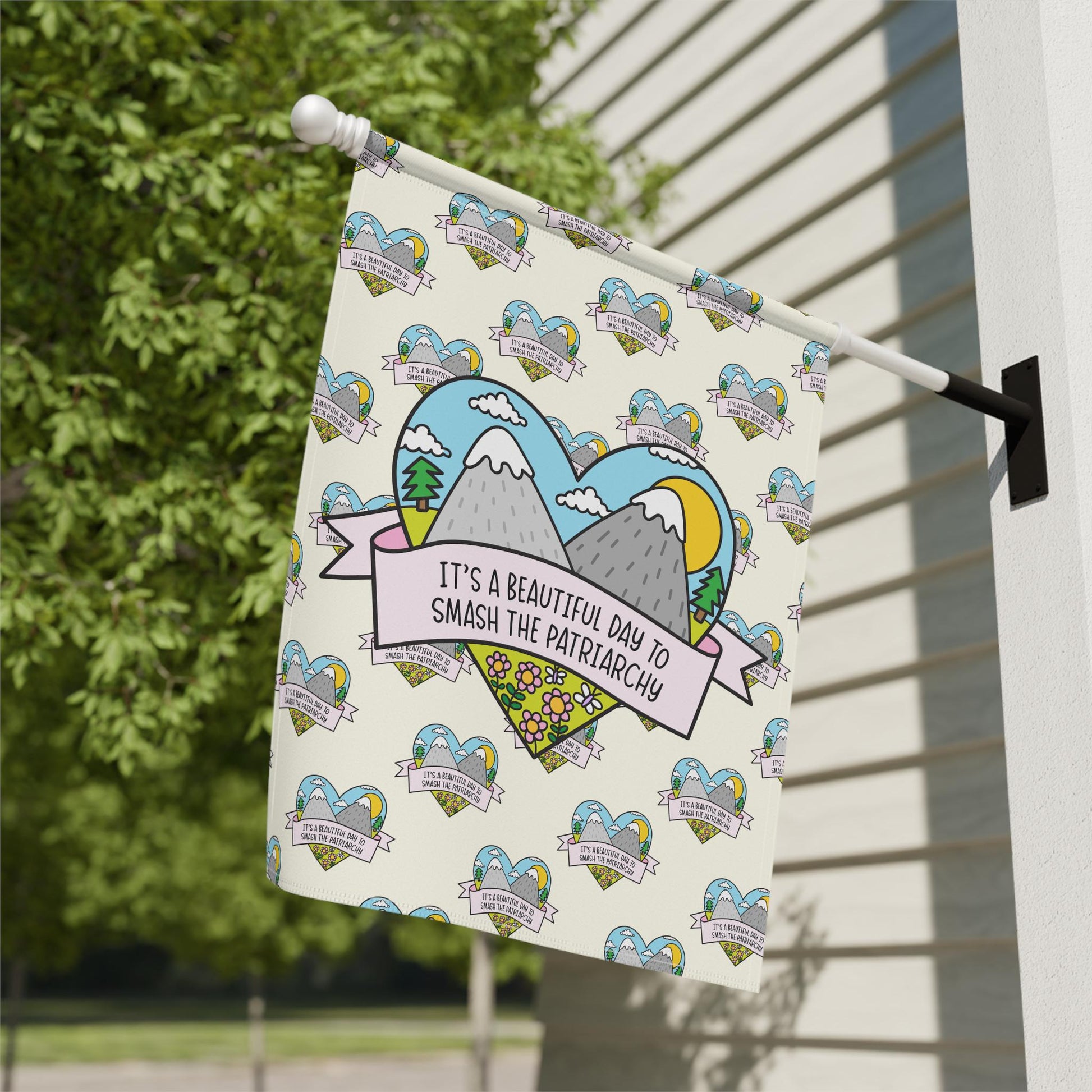 Beautiful Day to Smash the Patriarchy Yard Flag, Feminist Garden Home Decor, Cute Political FDT Gift for Women