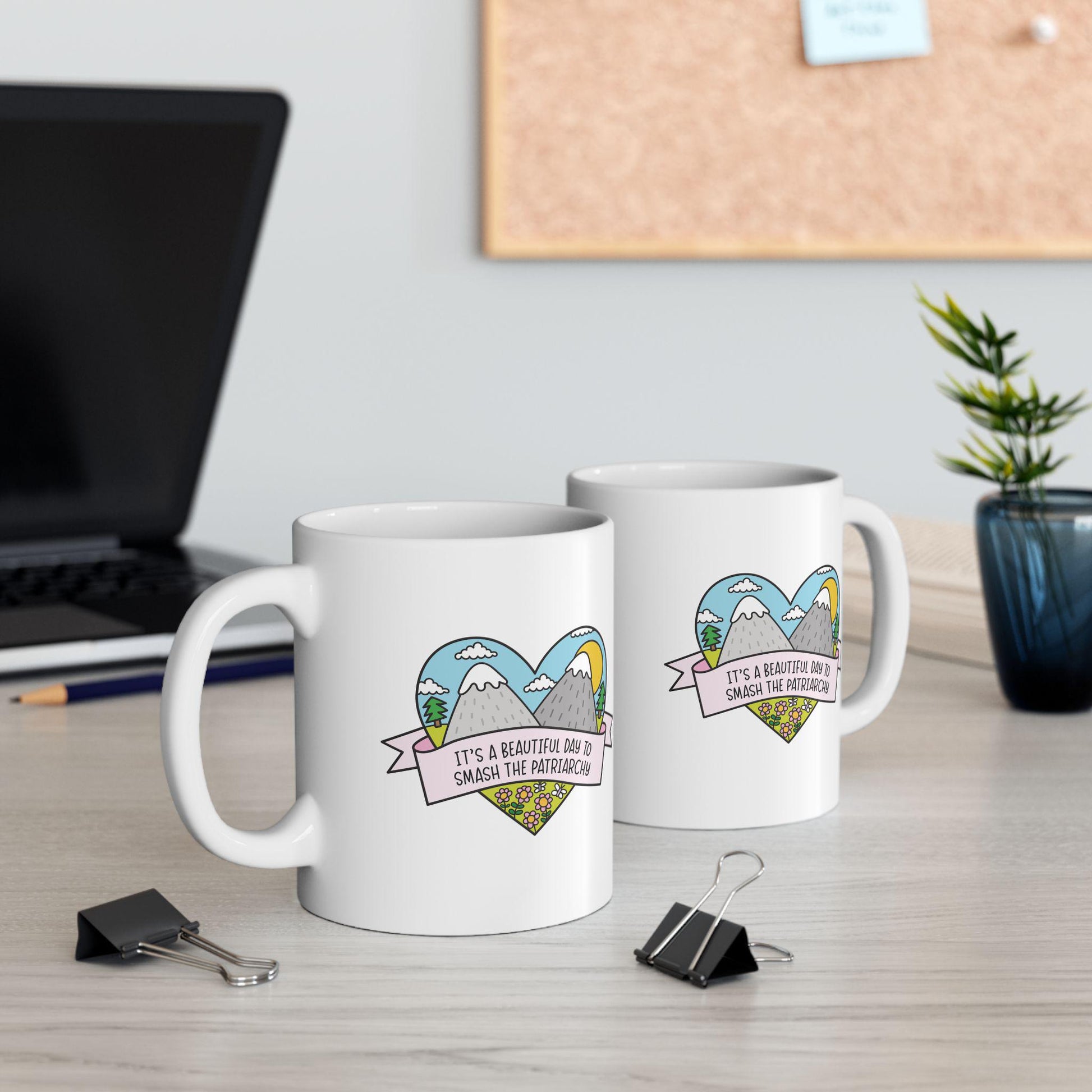Beautiful Day To Smash The Patriarchy Mug, Anti Trump Protest Coffee Cup, Funny Political Subtle FDT Design, Resist and Persist Gift