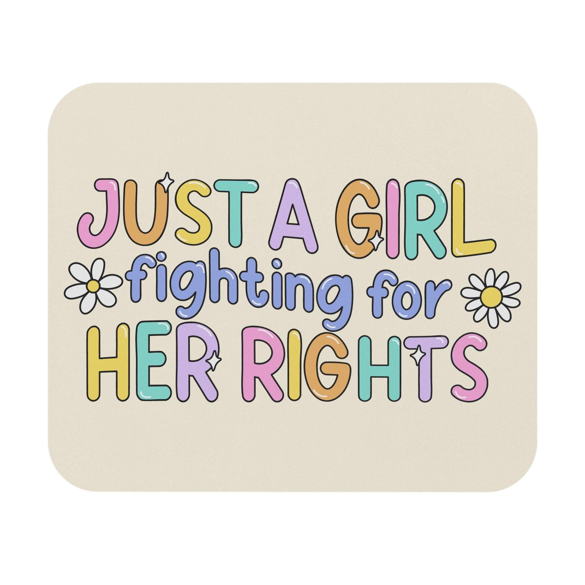 Womens Rights Mouse Pad, Anti-Trump FDT Office Decor, Cute Pastel Rainbow FDT Feminist Gift Idea