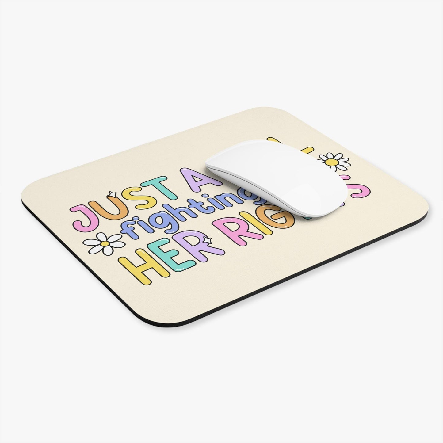 Womens Rights Mouse Pad, Anti-Trump FDT Office Decor, Cute Pastel Rainbow FDT Feminist Gift Idea