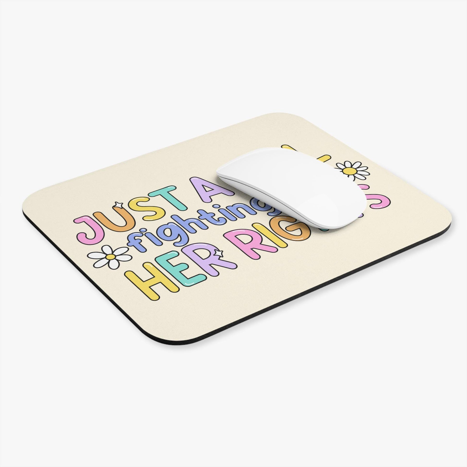 Womens Rights Mouse Pad, Anti-Trump FDT Office Decor, Cute Pastel Rainbow FDT Feminist Gift Idea