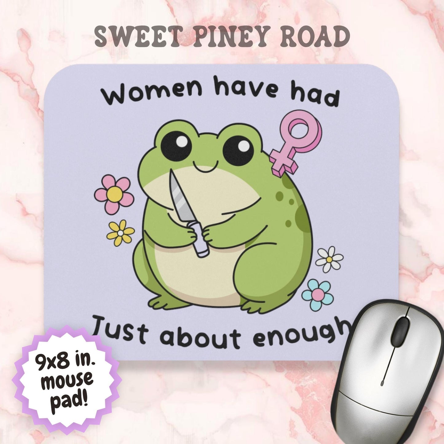 Cute Women's Rights Frog Mouse Pad, Angry Feminist FDT Office Decor