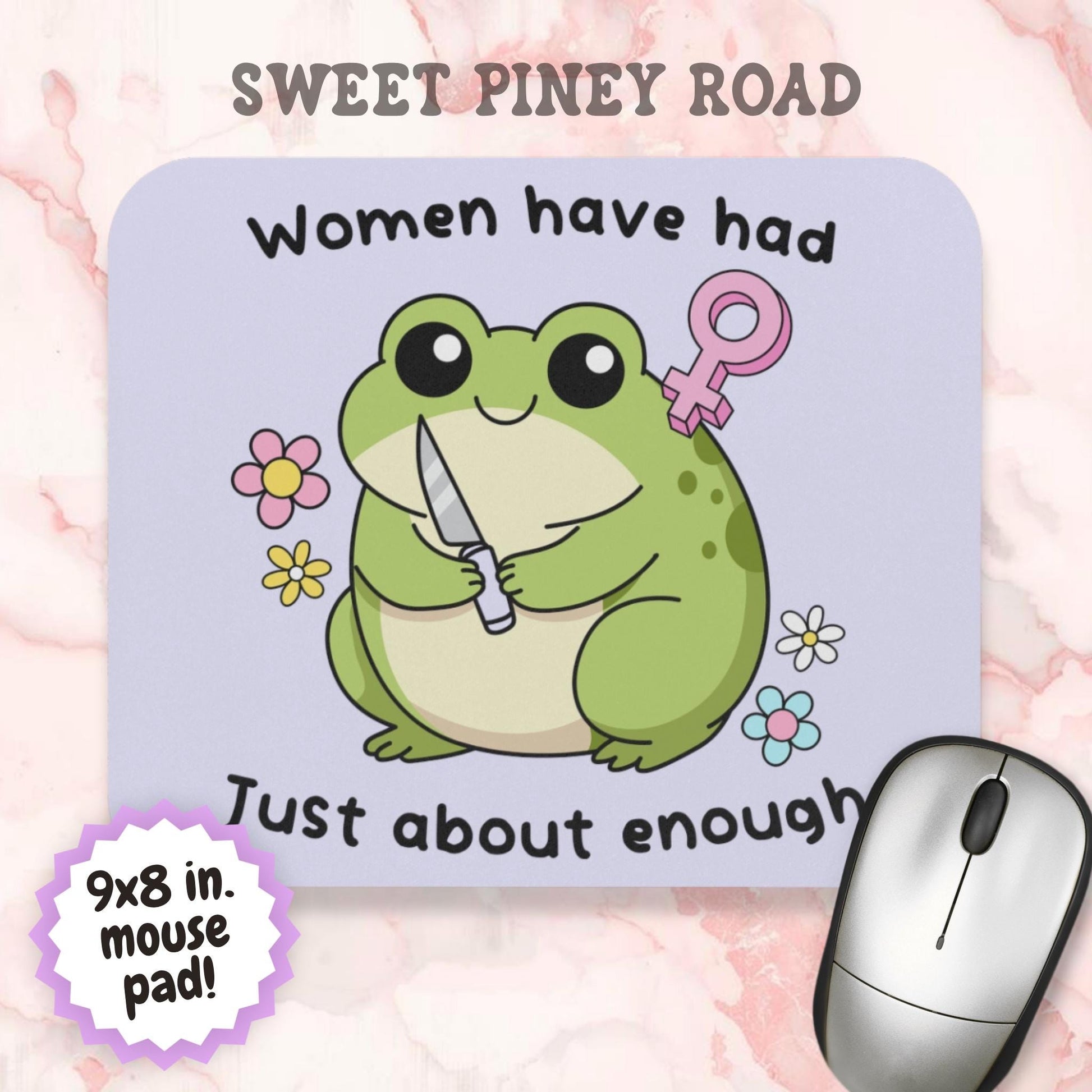 Cute Women's Rights Frog Mouse Pad, Angry Feminist FDT Office Decor