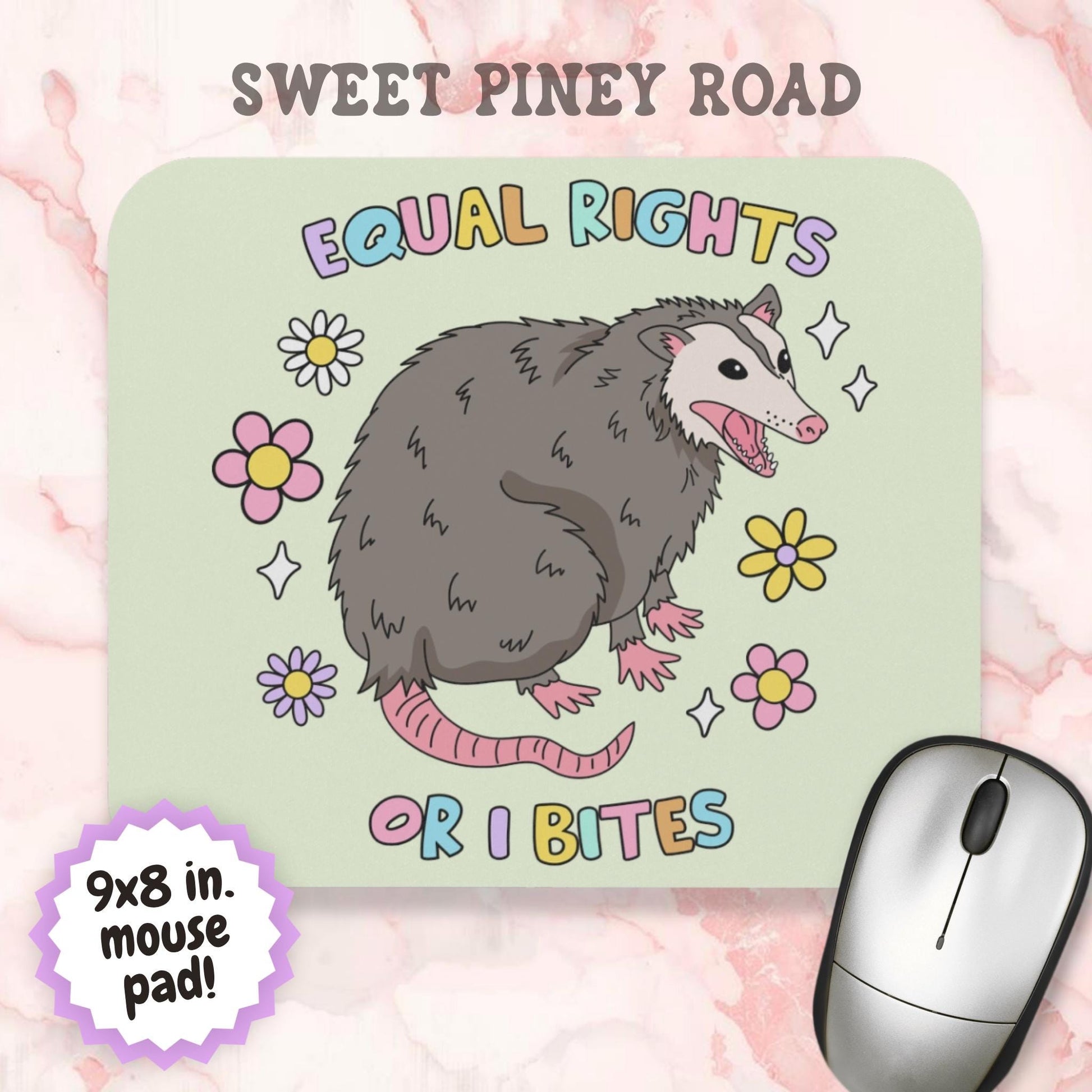 Equal Rights Possum Mouse Pad, Opossum Lover FDT Office Decor, Anti-Trump Gift
