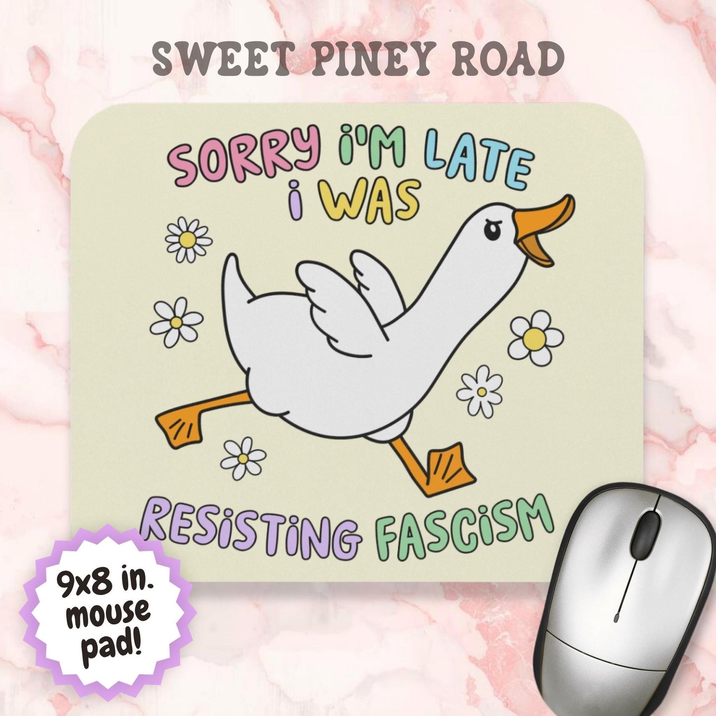 Cute Resisting Fascism Mouse Pad, Silly Goose FDT Office Decoration