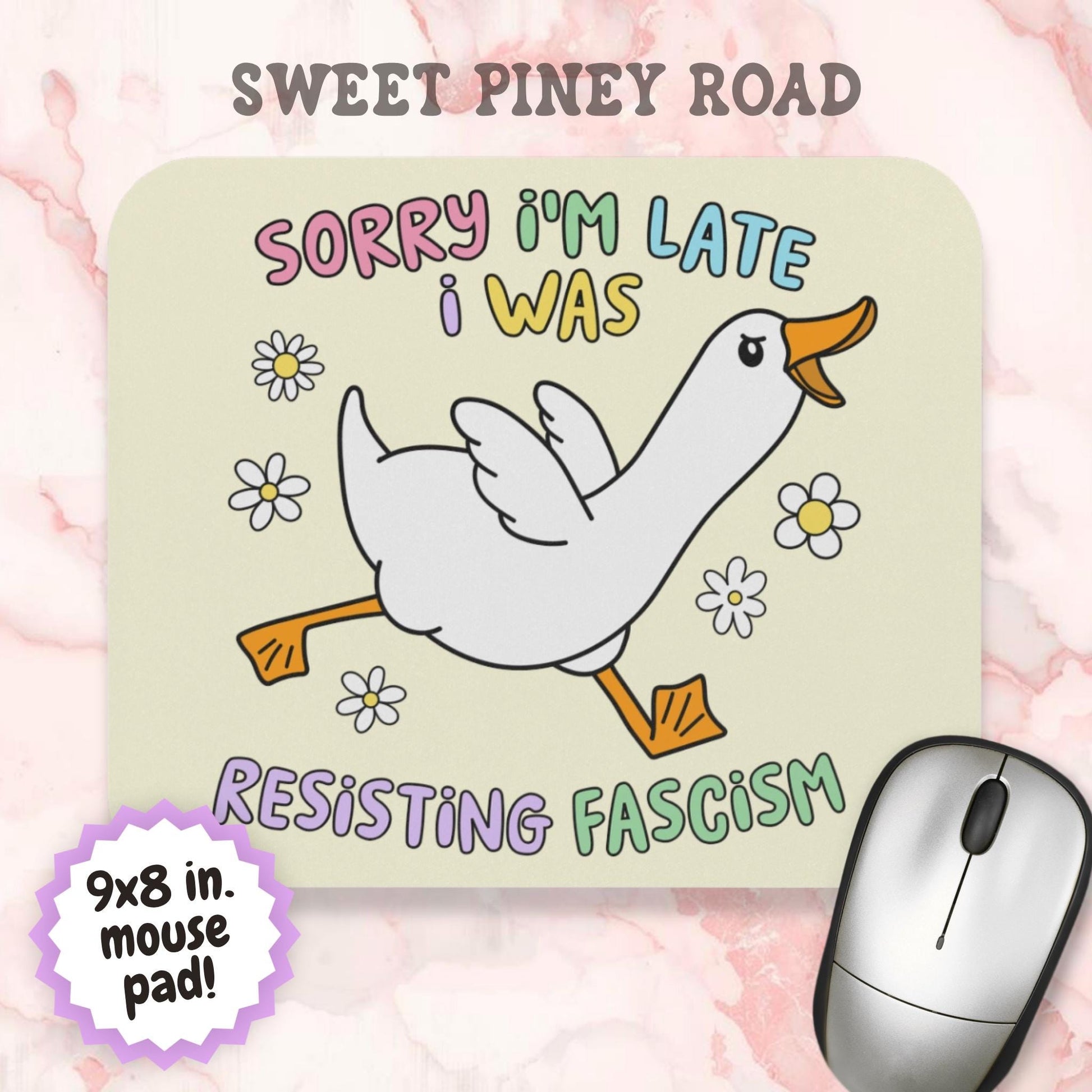 Cute Resisting Fascism Mouse Pad, Silly Goose FDT Office Decoration
