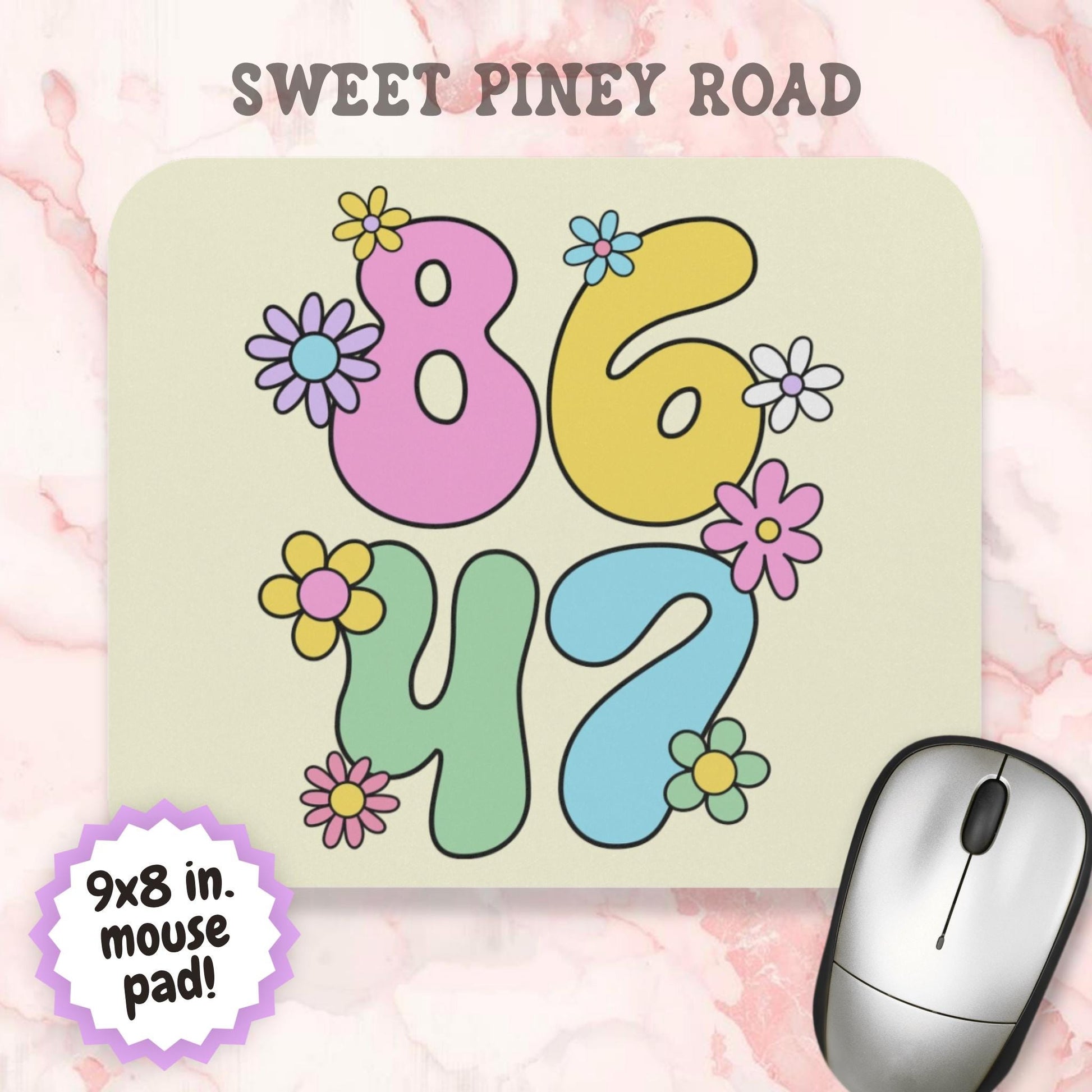 Retro 8647 Mouse Pad, Pastel Flowers Anti Trump FDT Gift For Her