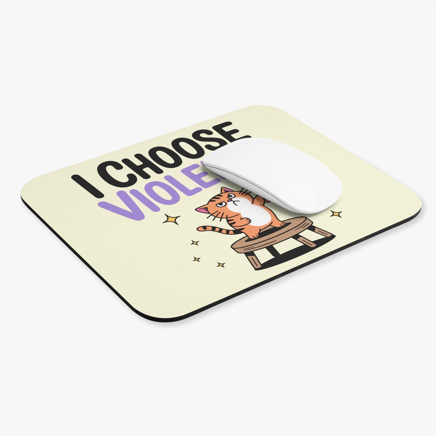 I Choose Violence Cat Mouse Pad, Hilarious Snarky Cat Lover Office Humor
