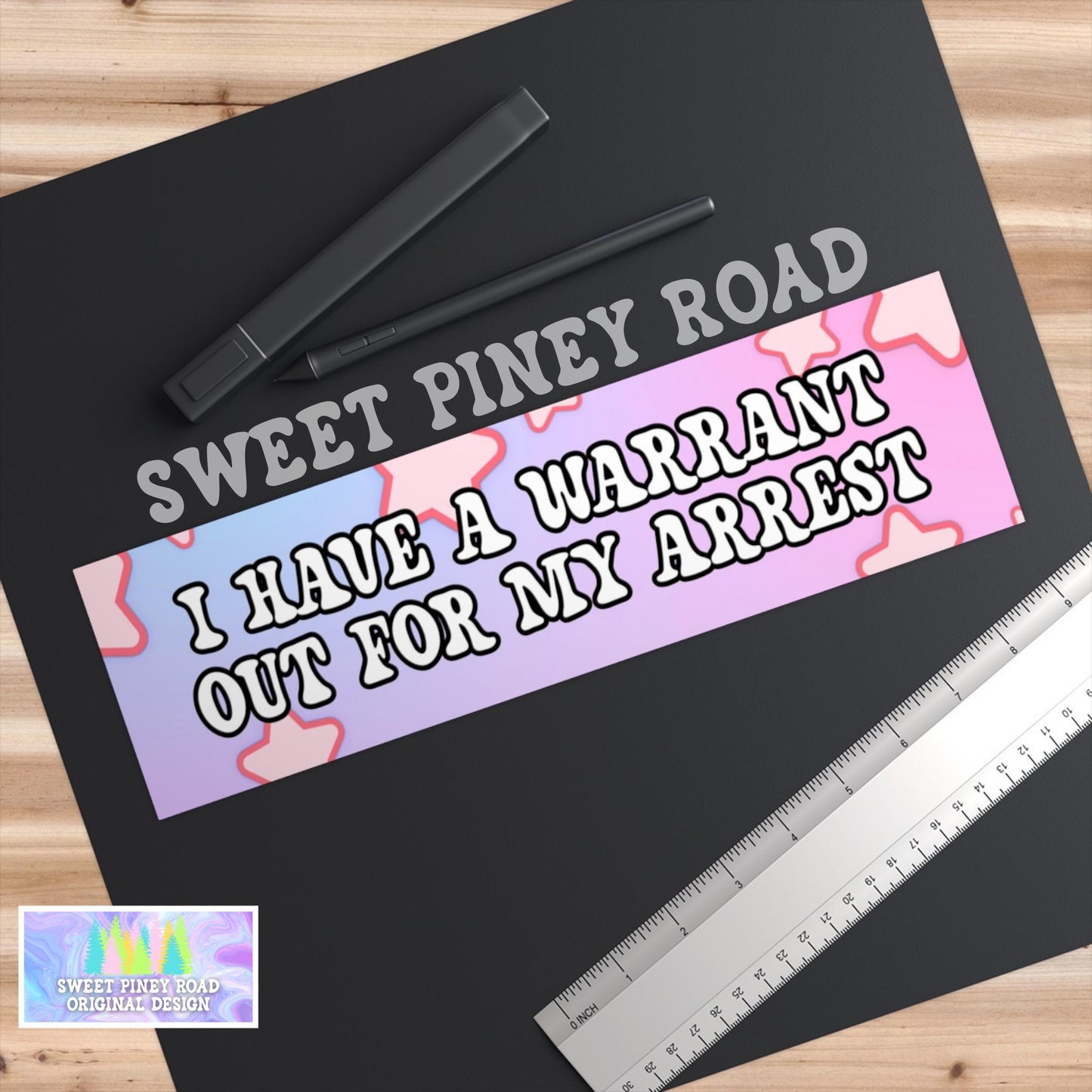 I Have A Warrant Out For My Arrest Car Magnet, Hilarious Gag Gift Bumper, Y2K Aesthetic, Waterproof Vinyl Vehicle Decal