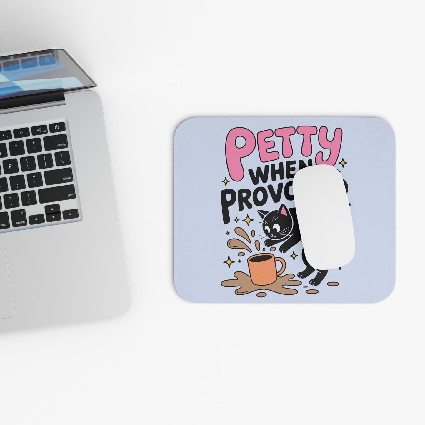 Petty When Provoked Mouse Pad, Funny Black Cat Desk Accessory, Sarcastic Office Humor Gift, Cat Lover Desk Decor, Snarky Coworker Gift