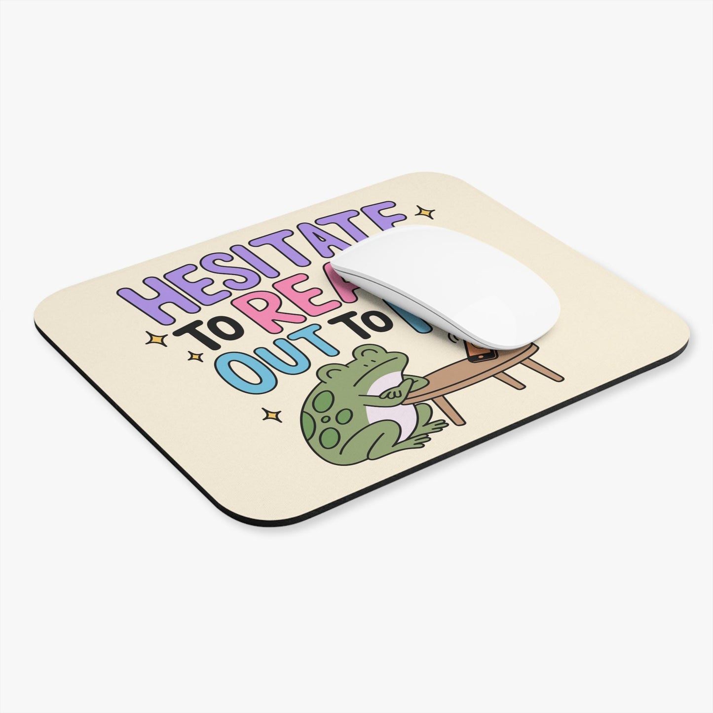 Hesitate to Reach Out to Me Mouse Pad, Funny Introvert Desk Accessory, Social Anxiety Humor Gift, Frog Lover Office Decor, Anti Social Gift