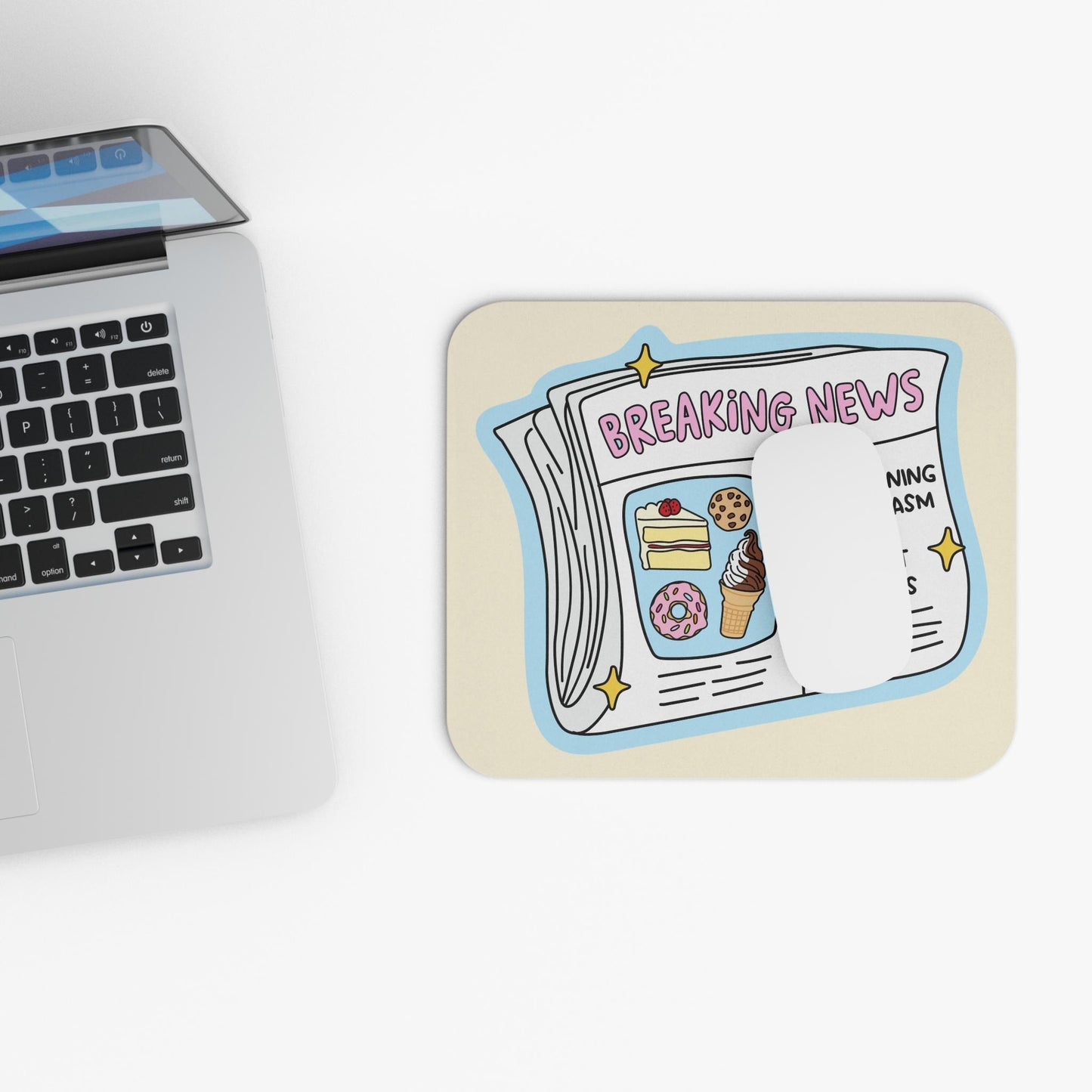 Functioning on Sarcasm and Sweet Treats Mouse Pad, Funny Office Desk Accessory, Dessert Lover Gift, Coworker Humor Decor