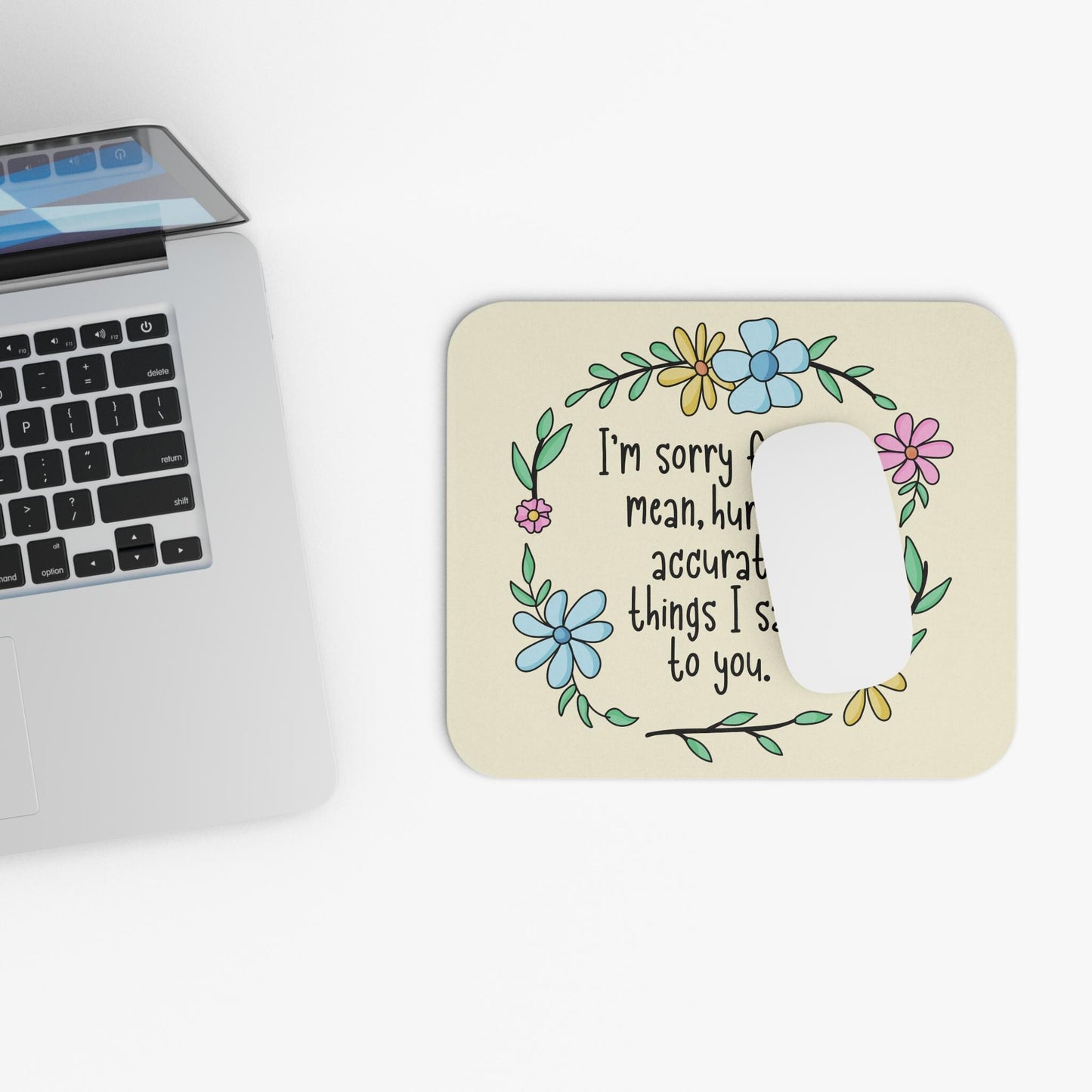 Mean Hurtful Accurate Things Mouse Pad, Funny Sarcastic Desk Accessory, Petty Humor Gift, Sassy Office Decor for Coworkers
