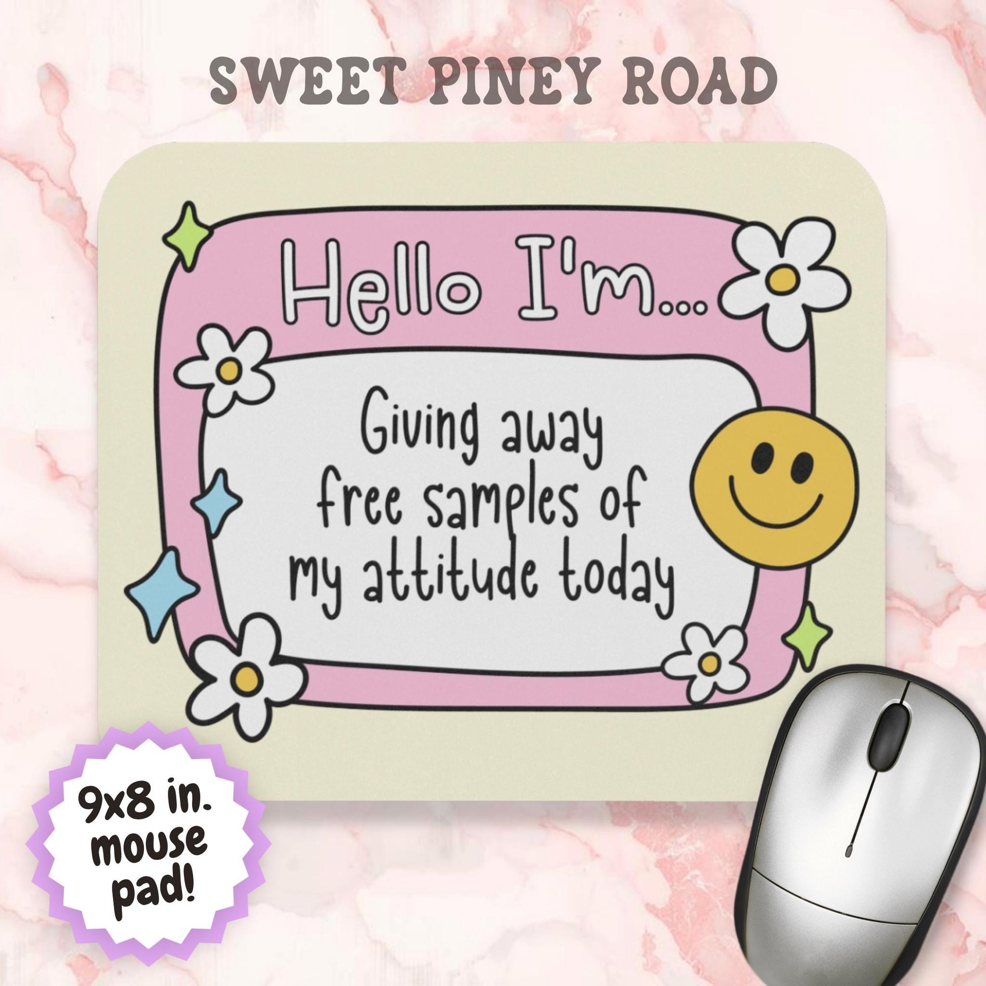 Giving Away Free Samples of My Attitude Today Mouse Pad, Funny Office Desk Accessory, Sarcastic Coworker Gift, Snarky Work Humor