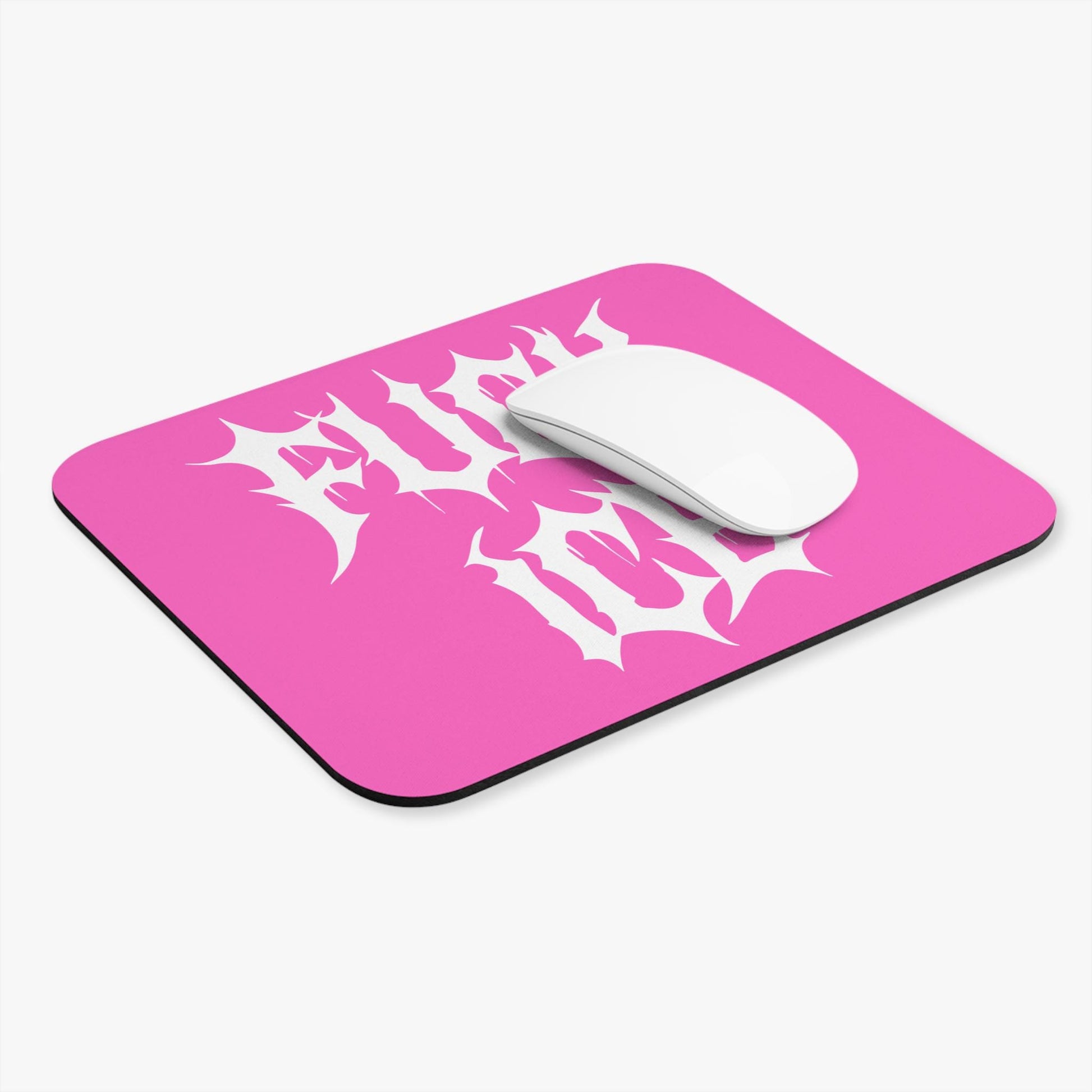 Pink F*ck ICE Mouse Pad, FDT Desk Accessory, Progressive Political Gift, Protest Office Decor, Activist Metalcore Y2K Gothic Desk Mat
