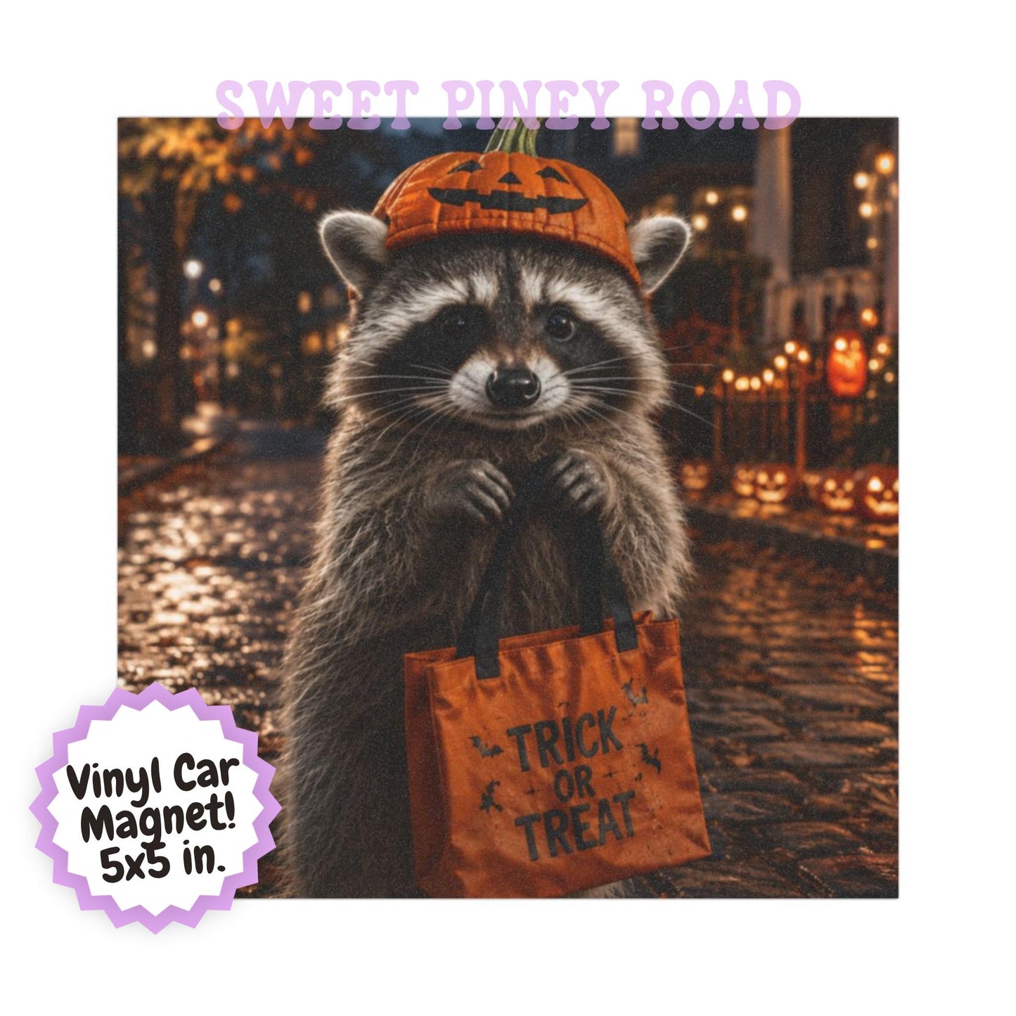 Halloween Raccoon Car Magnet, Trick or Treat Raccoon Magnet, Cute Spooky Animal Decor, Fall Festival Gift, Raccoon Lover Accessory