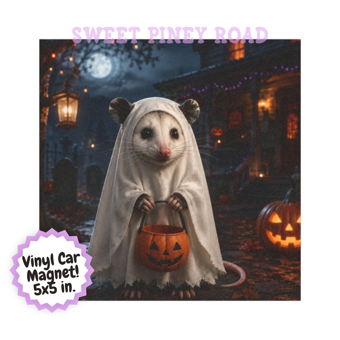 Halloween Possum Car Magnet, Ghost Costume Possum Magnet, Cute Spooky Animal Decor, Trick or Treat Fall Gift, Possum Lover Accessory