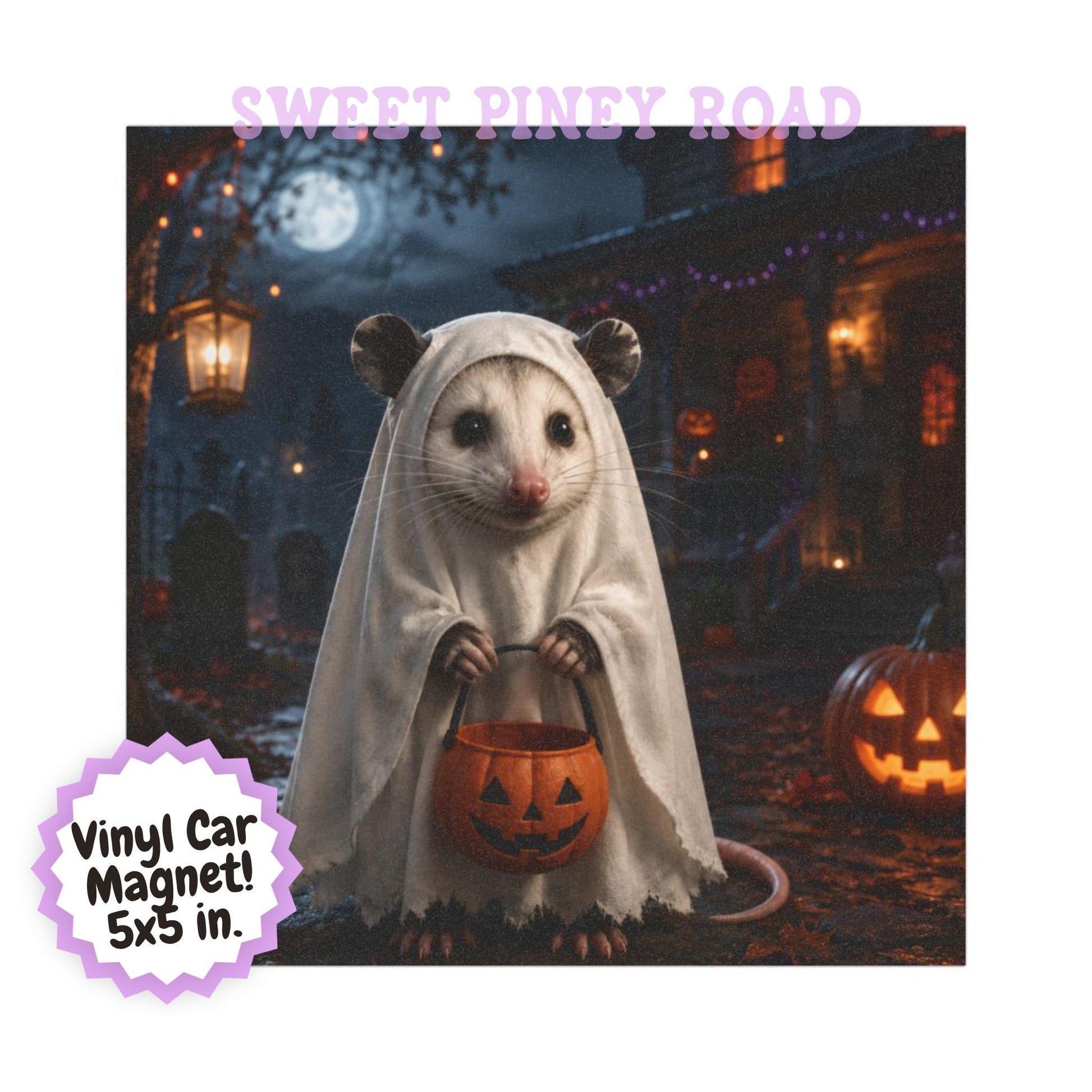 Halloween Possum Car Magnet, Ghost Costume Possum Magnet, Cute Spooky Animal Decor, Trick or Treat Fall Gift, Possum Lover Accessory
