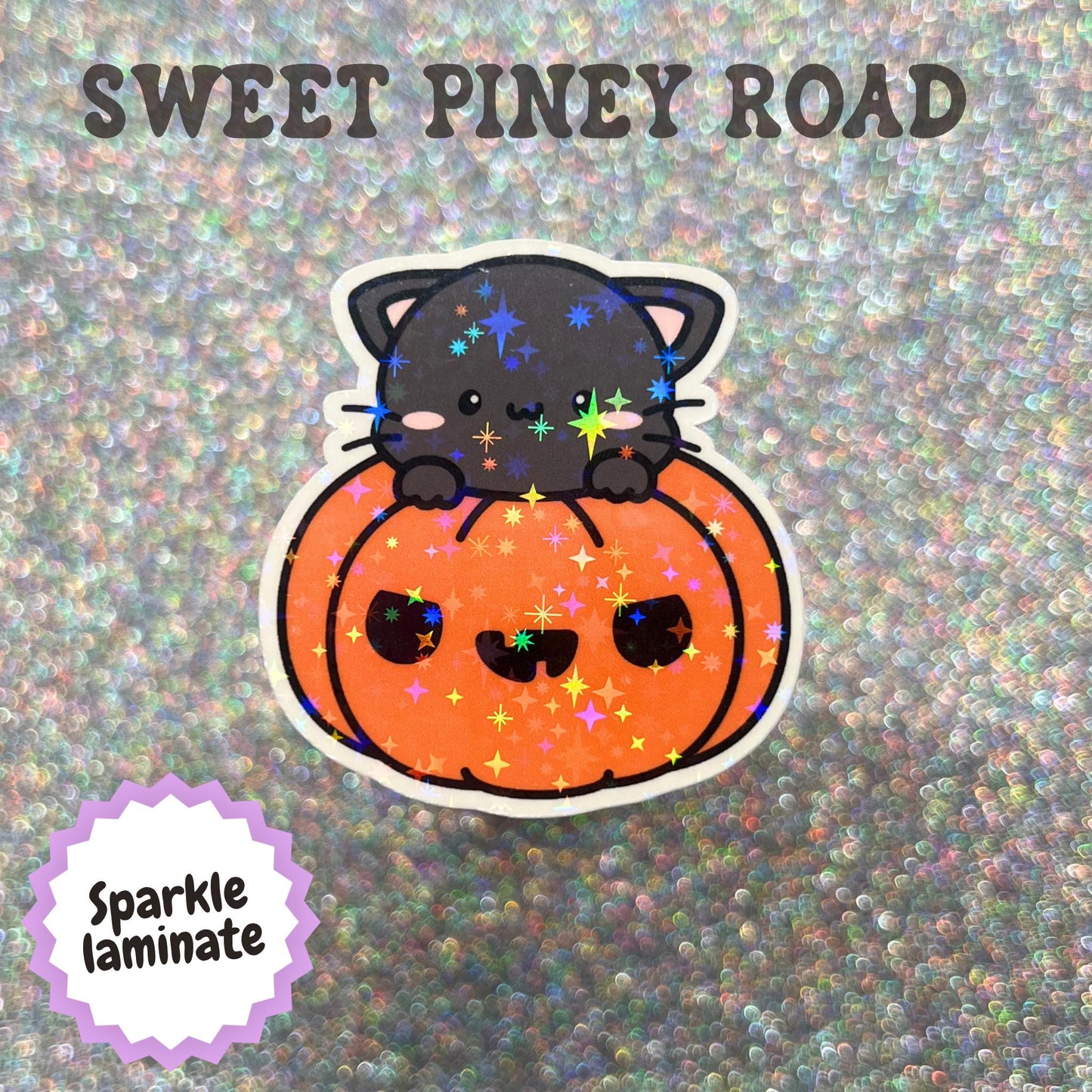 Black Cat Pumpkin Sticker, Cute Halloween Cat Decal, Kawaii Spooky Season Sticker, Fall Cat Lover Gift, Autumn Aesthetic Art