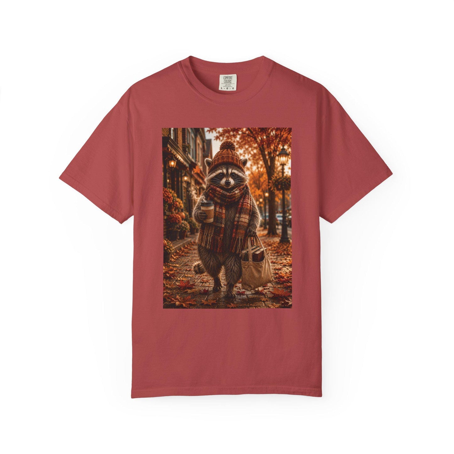 Fall Raccoon Shirt, Cozy Autumn Book Lover Tee, Cute Woodland Animal Shirt, Coffee and Books Graphic Tee Gift
